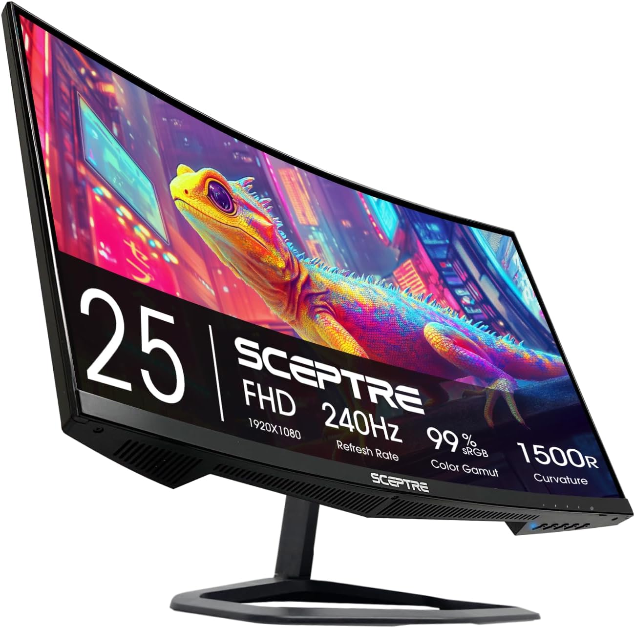 Sceptre Curved 24.5-inch Prime Gaming Monitor up to 240Hz 1080p R1500 1ms DisplayPort x2 HDMI x2 Blue Light Shift Build-in Speakers, Machine Black 2025 (C255B-FWT240 Series)