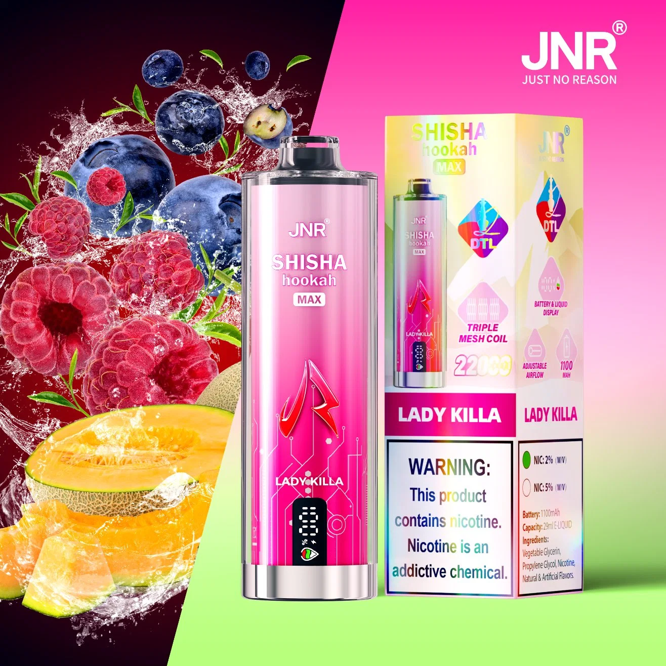 JNR Shisha 22000 Puffs 22K Disposable Vape Hookah Vape