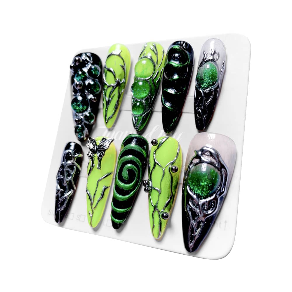 Green Press On NailsGreen Press On Nails - SAYEGIRLS