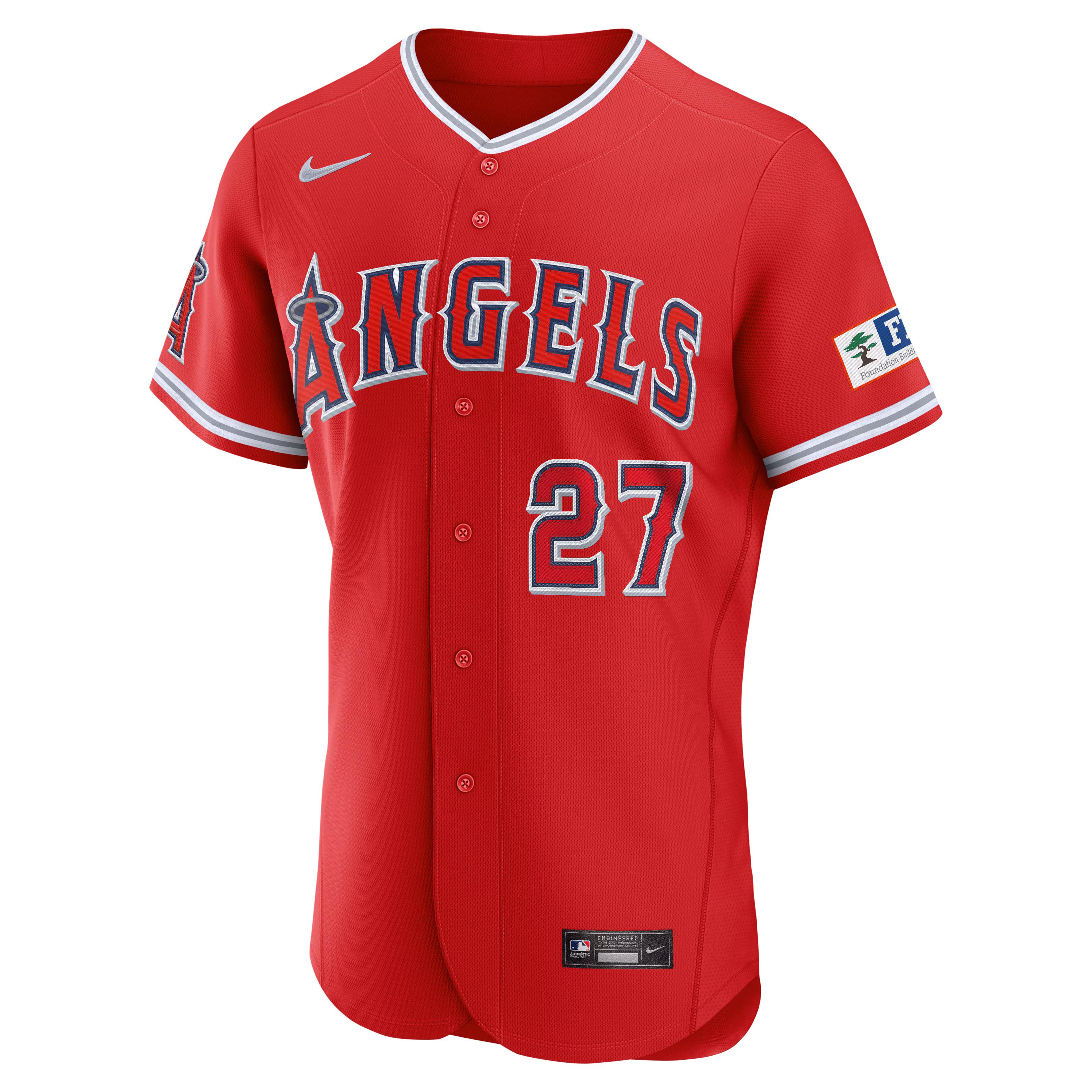 Mike Trout Los Angeles Angels Nike Alternate Authentic Sponsor Patch Jersey - Red
