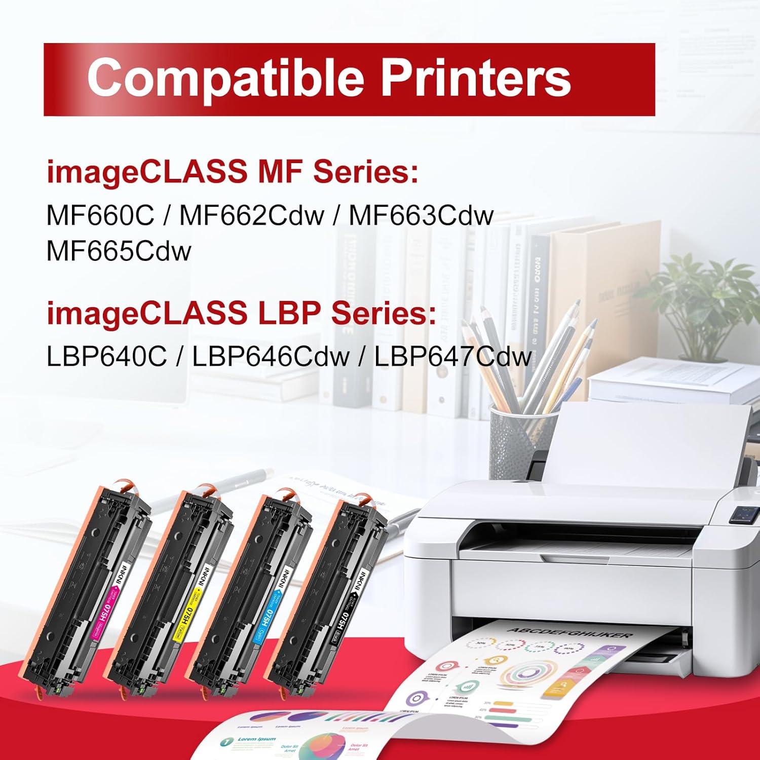 075H Toner Cartridge Compatible Replacement for Canon 075H 075 Toner Cartridge Set Works for Canon Color imageCLASS LBP646Cdw MF665Cdw MF663Cdw MF662Cdw LBP647Cdw LBP640c MF660c Printer Ink (4 Pack)