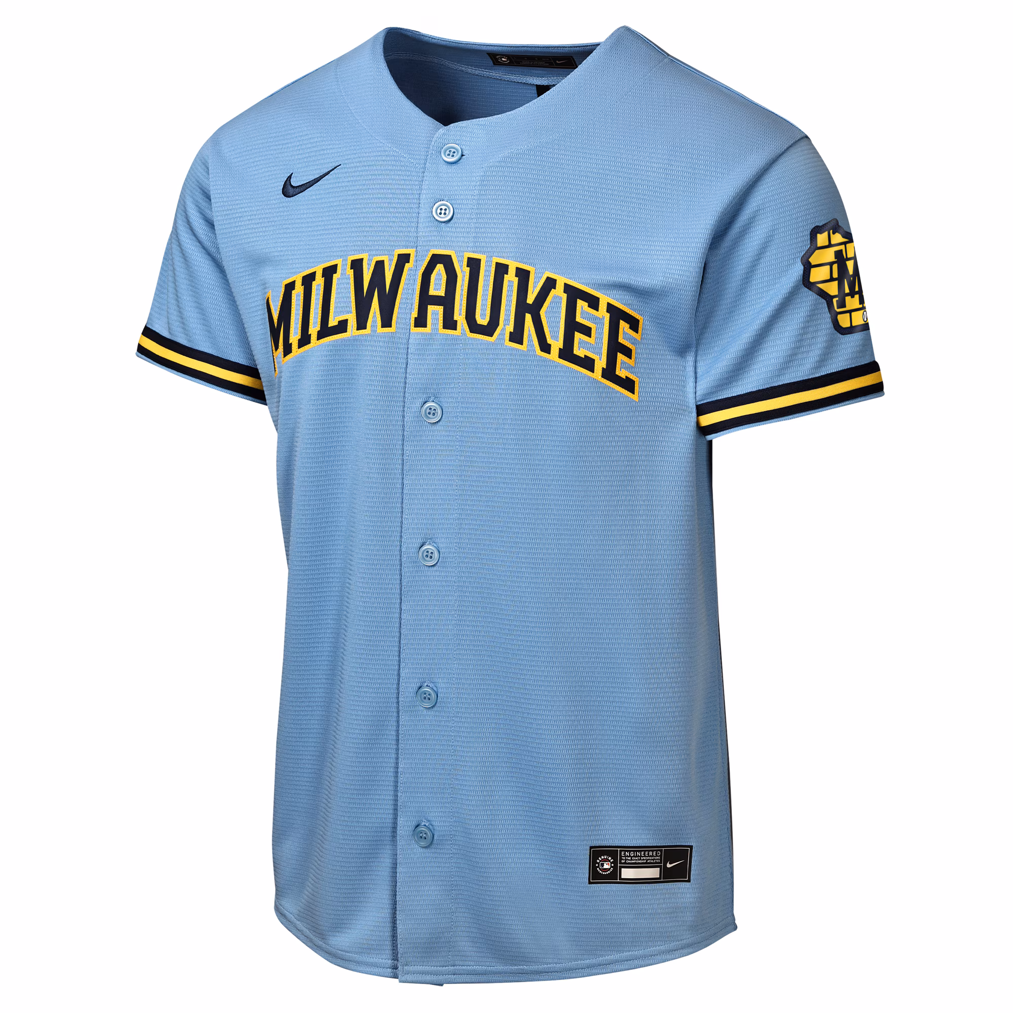 Milwaukee Brewers Nike Youth Road Stadium Jersey - Powder Blue