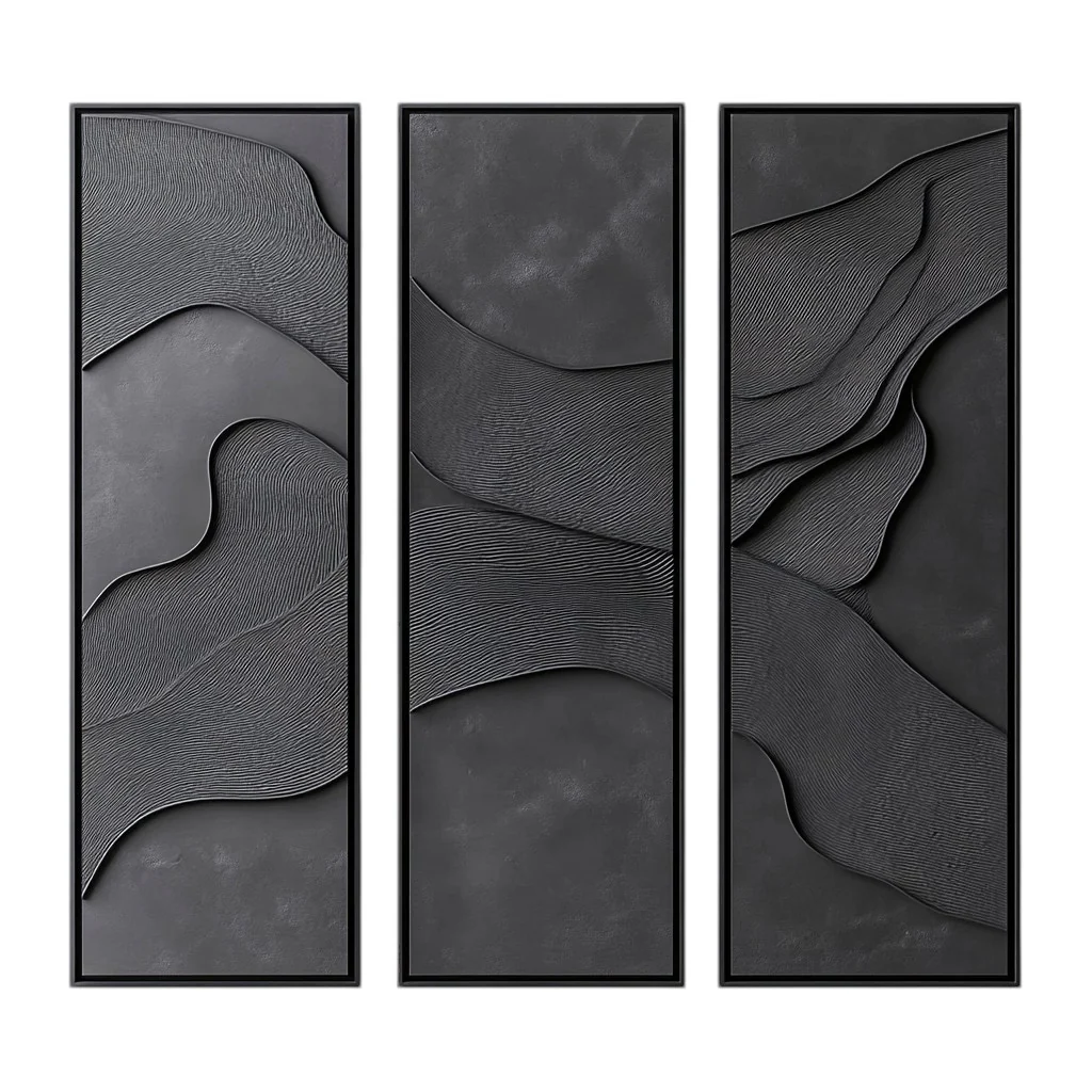 Wall Art - High-Density Brushed Aluminum - Professional Grade Visual Integrity - Minimalist Geometric Abstract - Floating Mount - Charcoal & Silver