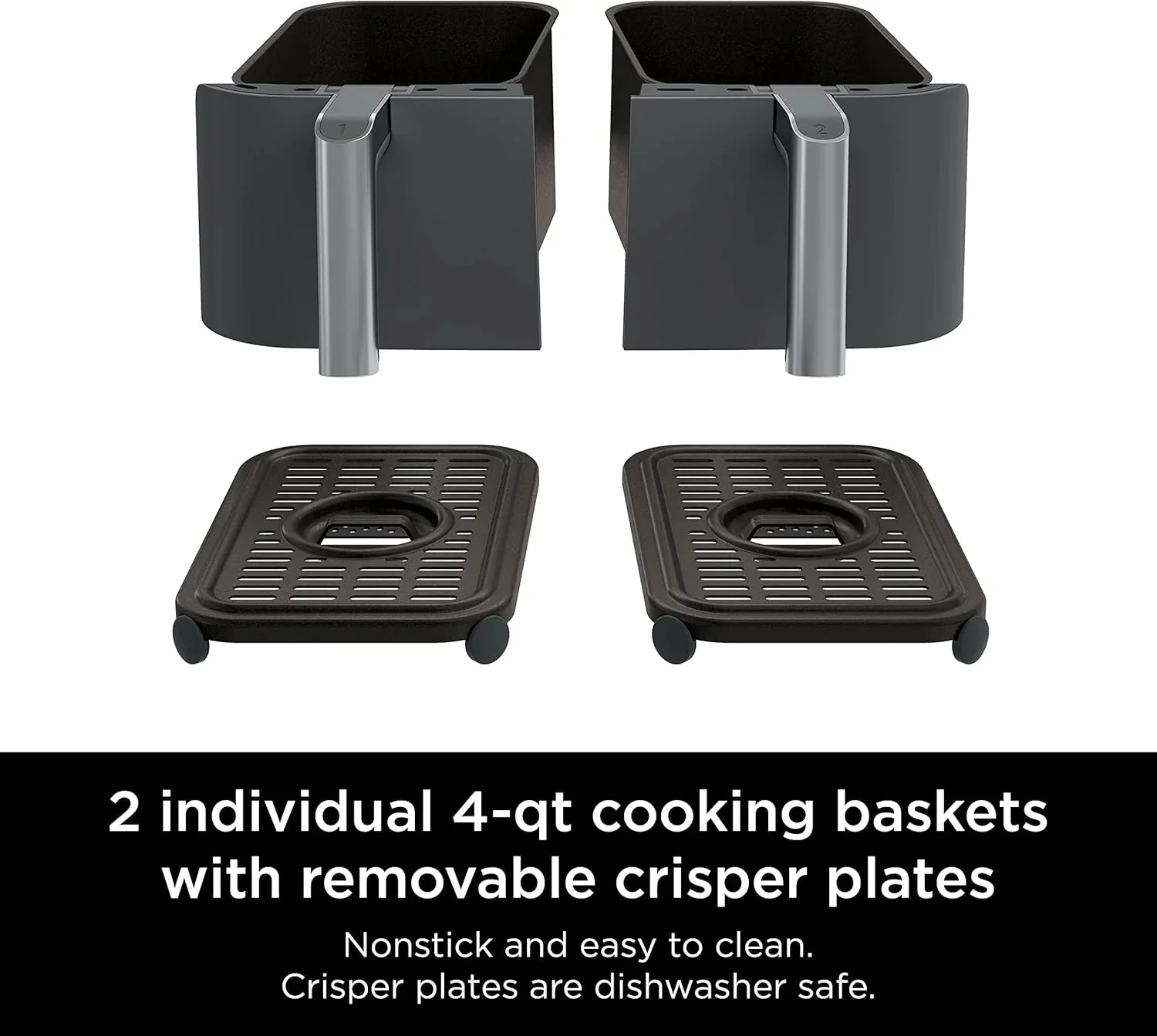 Ninja Foodi 10QT 6-in-1 DualZone Smart XL Air Fryer, 2 Independent 5QT Baskets, Smart Cook Thermometer, Match Cook, Smart Finish, Air Fry, Roast, Bake, Dehydrate, Reheat, Grey, DZ550