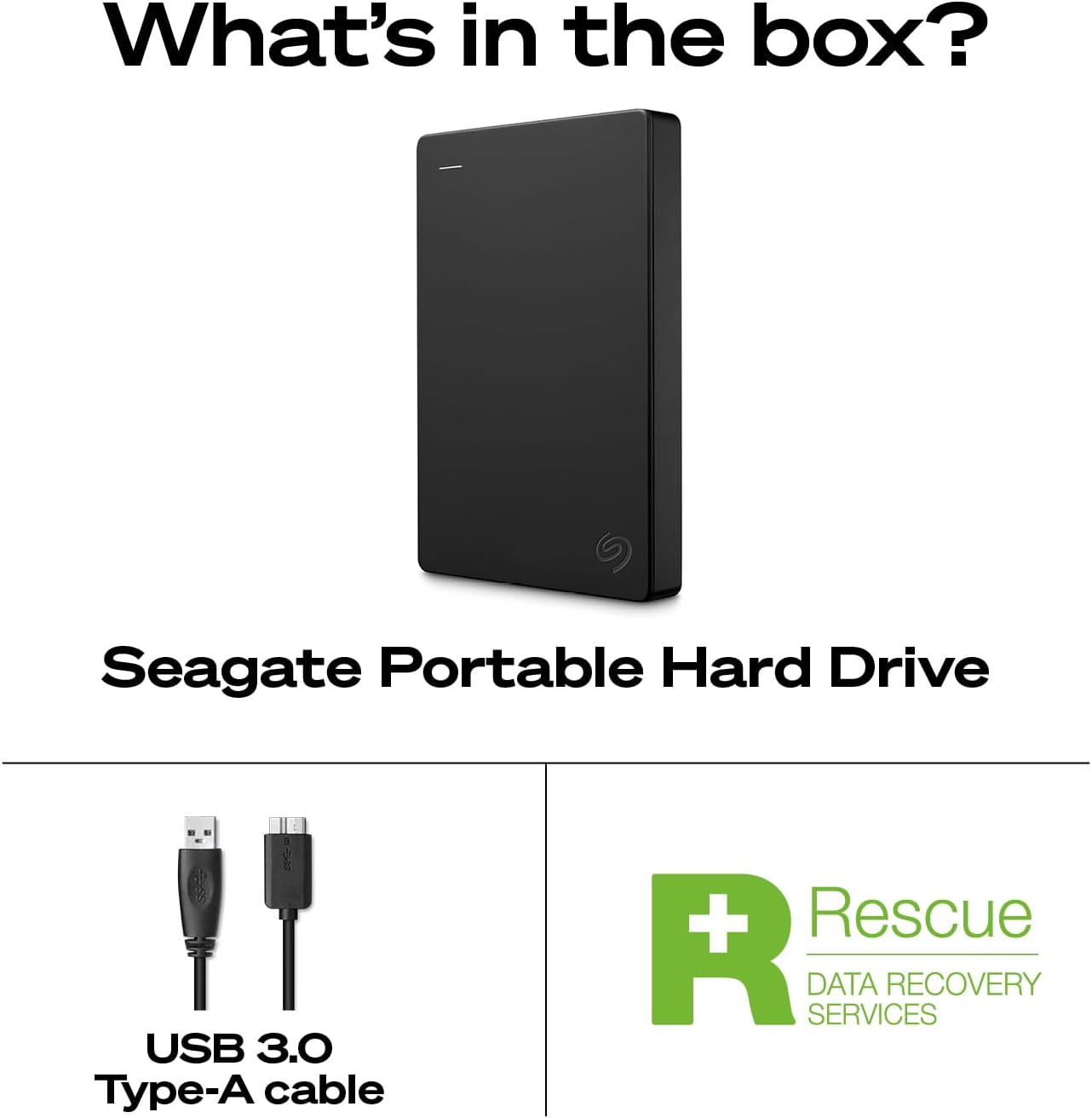 Seagate Portable 1TB External Hard Drive HDD – USB 3.0 for PC, Mac, PlayStation, & Xbox, 1-Year Rescue Service (STGX1000400) , Black