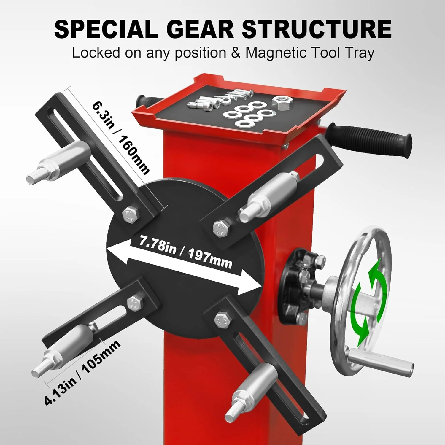 Rotating Engine Stand: Removable Oil Pan and Magnetic Tray, Turbine Turntable, 2 Brake Caster Lockable Wheels, 1,000 Lbs Capacity