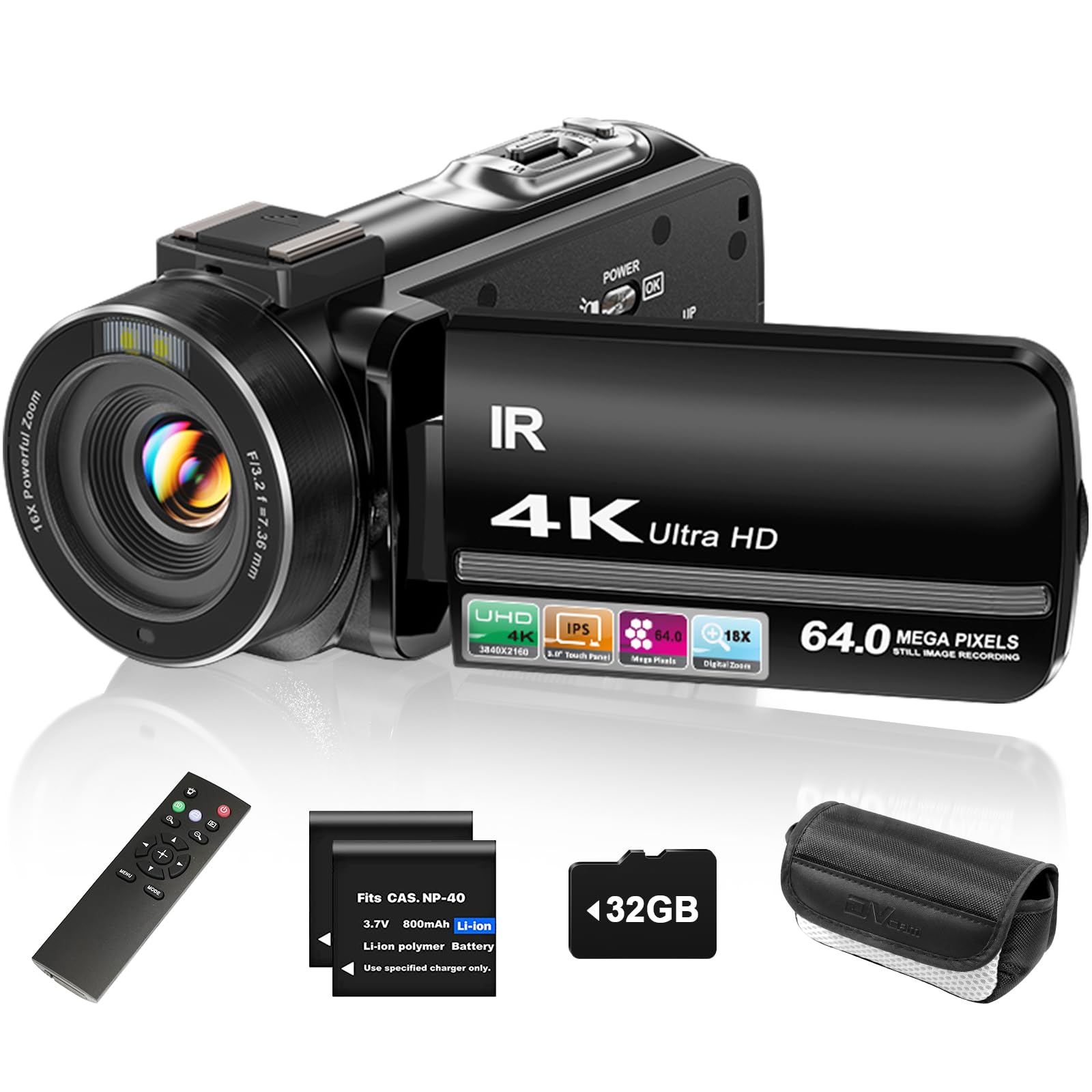 ZYDIIE 4K UHD Video Camera Camcorder with 18x Zoom