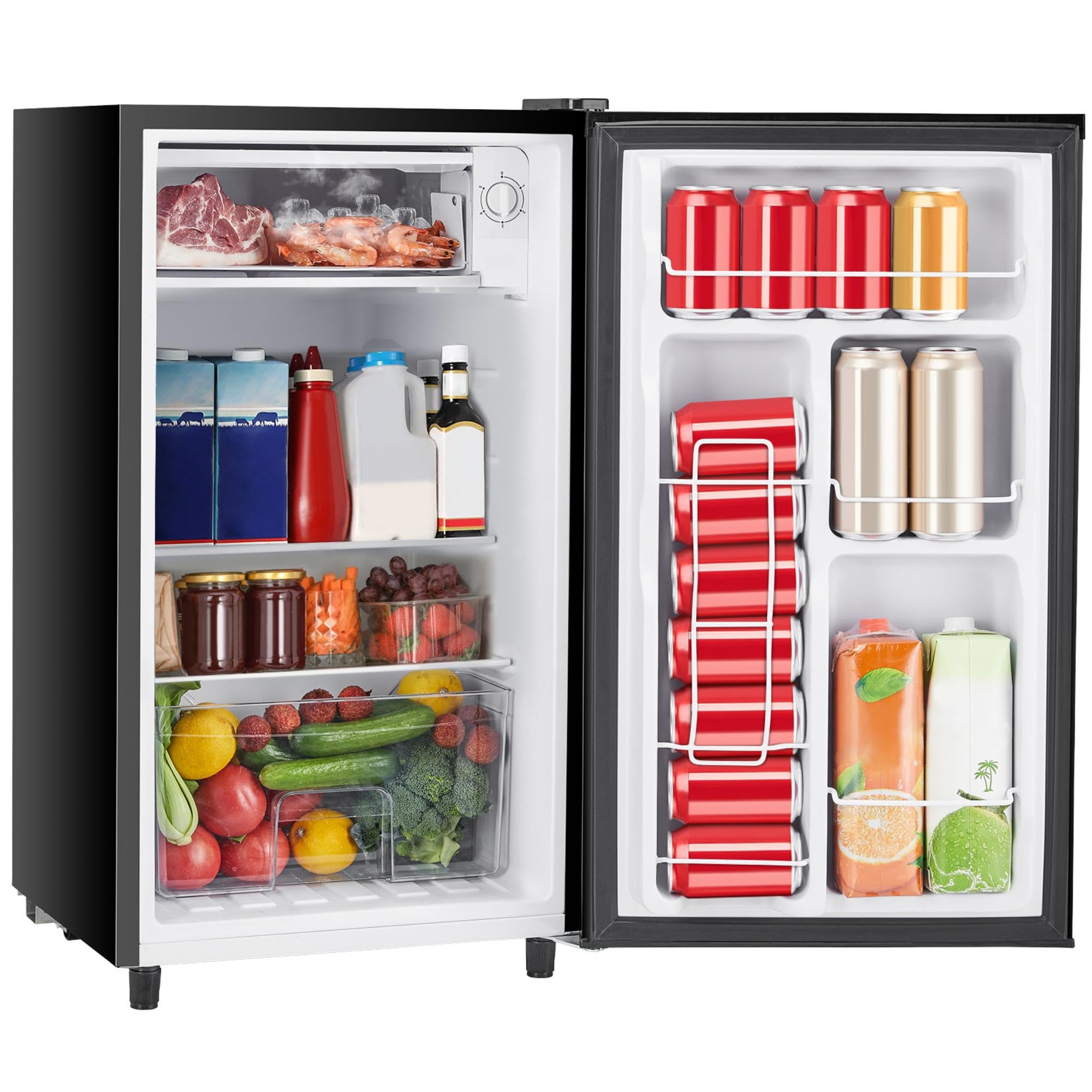 SWEETCRISPY 3.2 Cu. Ft Mini Fridge with Freezer - Compact Black
