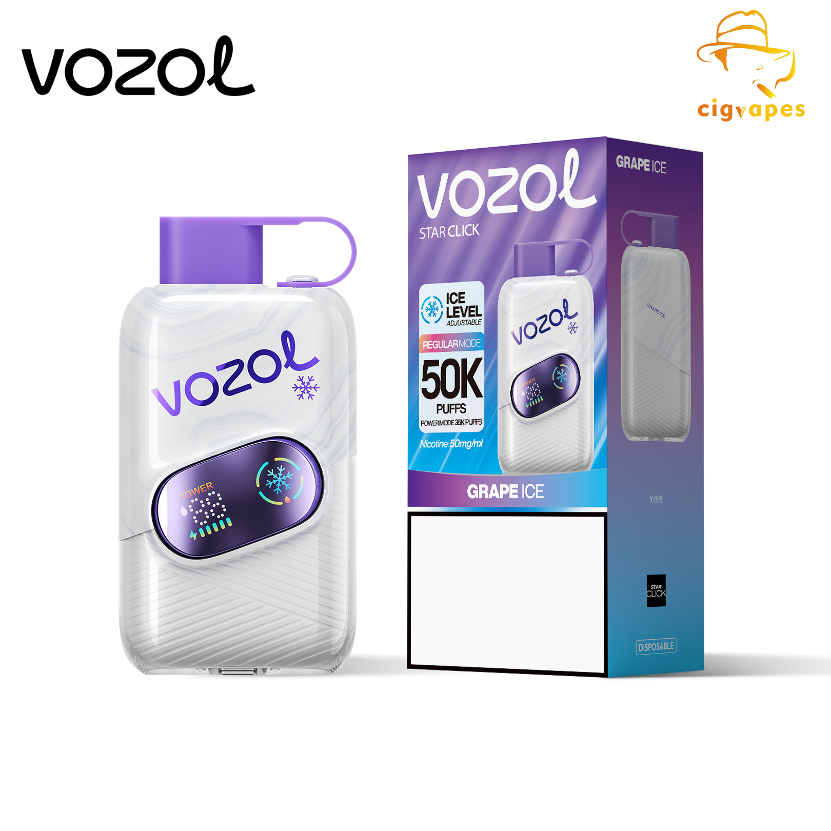 EU Warehouse Vozol Star Clice 50000 Puffs 50K Disposable Vape With Dual Mode