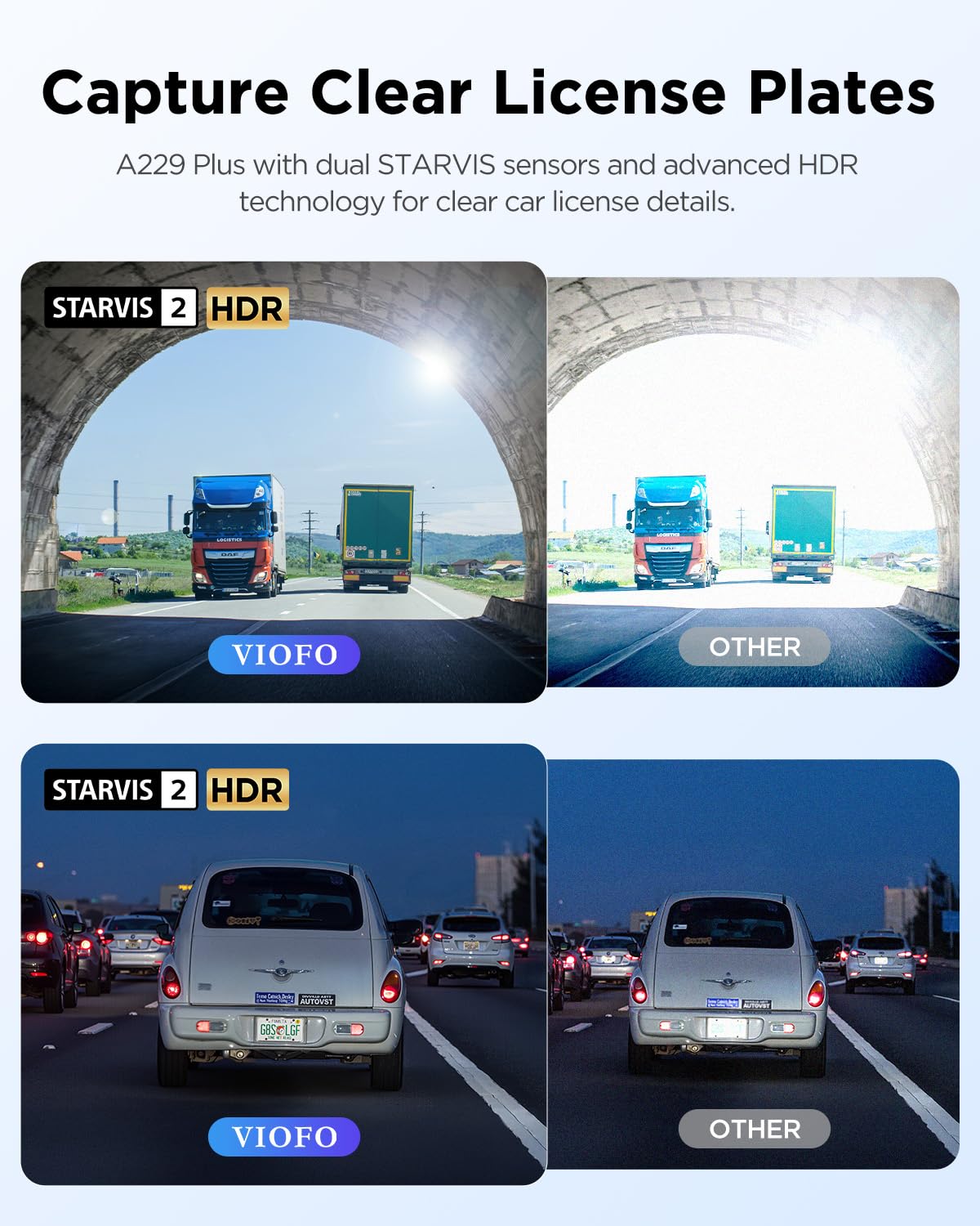 VIOFO A229 Plus Dash Cam Front and Rear, Dual 1440P HDR