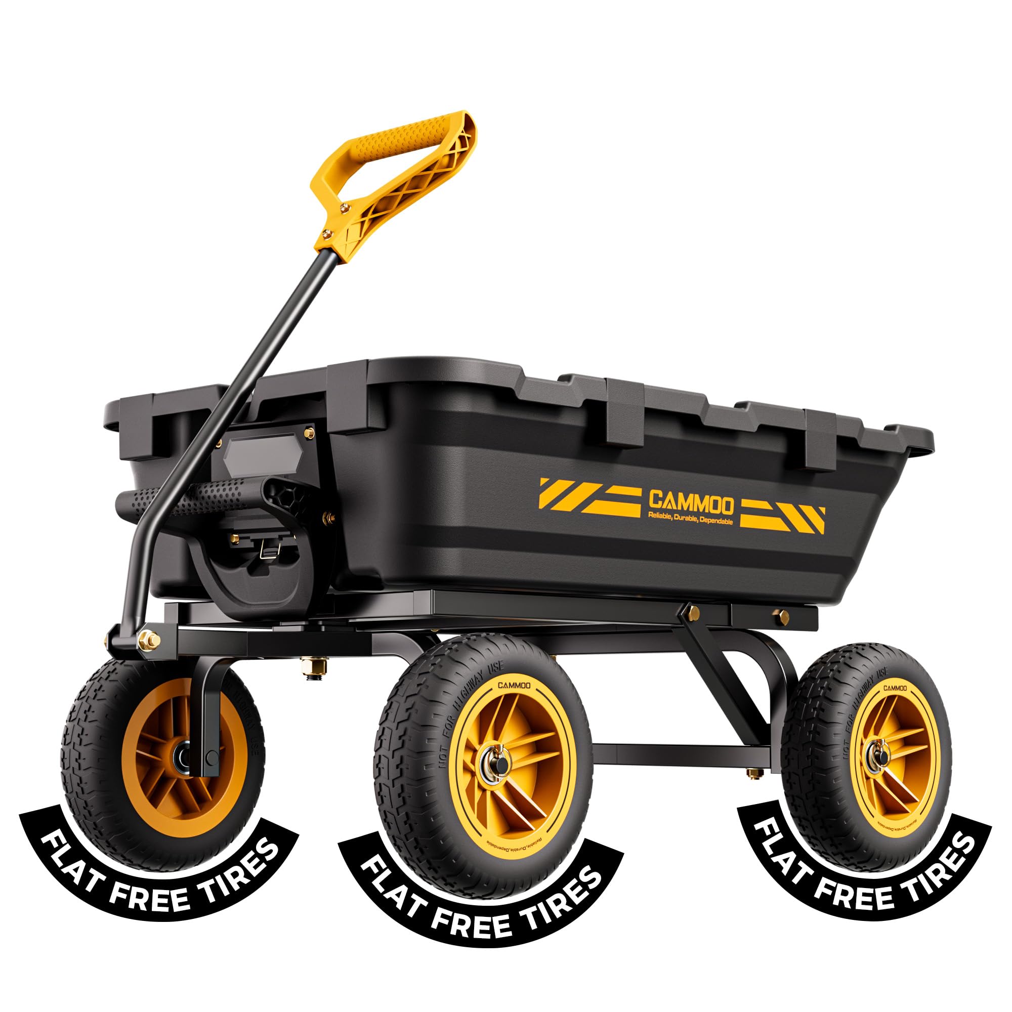 CAMMOO 10in No-Flat Tires Heavy-Duty Garden Dump Cart