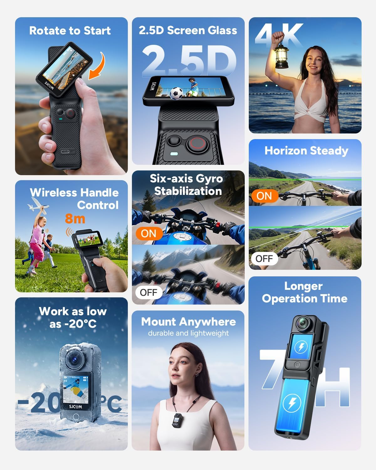 SJCAM C400 Vlogging Camera,128GB 4K Image,7H Power use,6-Axis Stabilizer,for Vlogs influencers,2.29'' Touch Screen,30M Waterproof Body Cam,Vlogging for YouTube,Black,Camara para grabar contenido