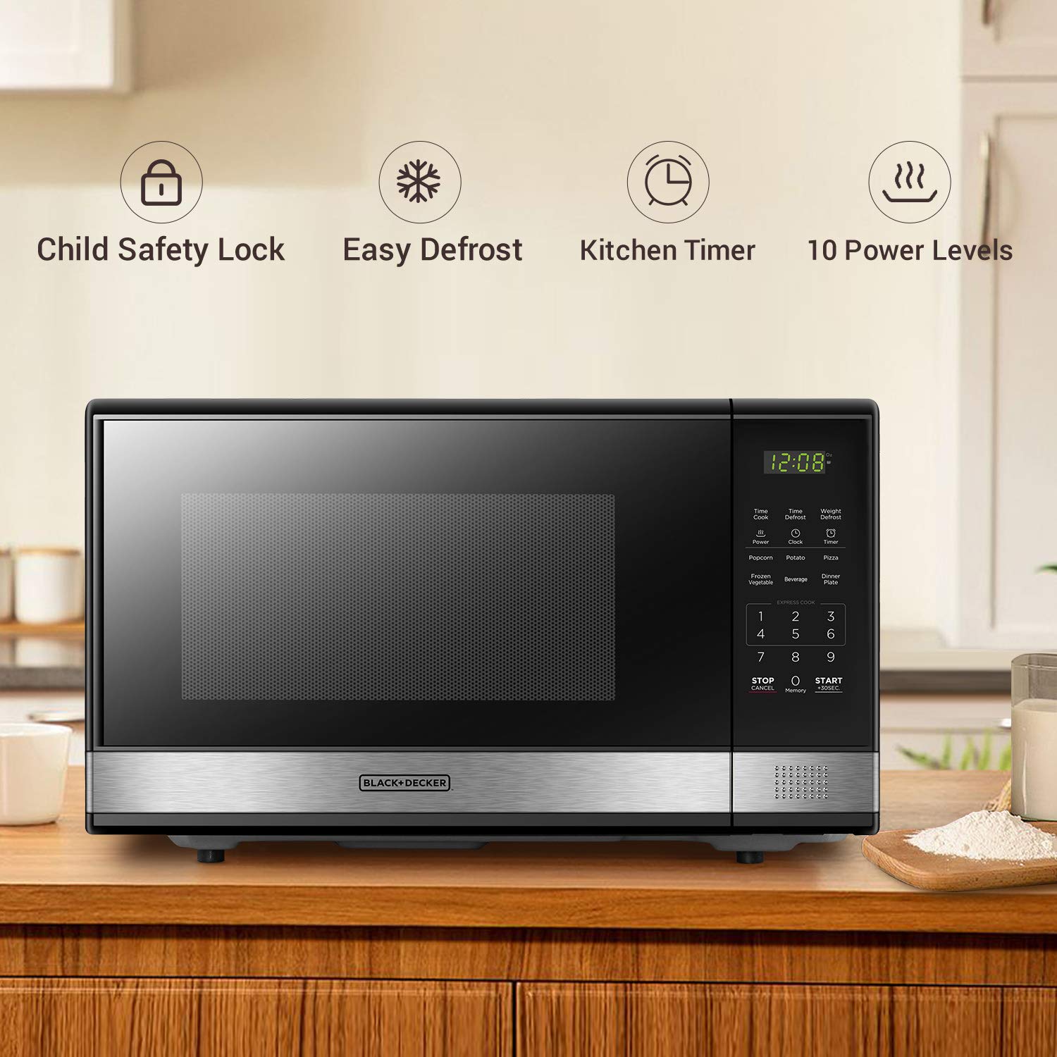 BLACK+DECKER EM031MB11 Digital Microwave Oven - 1000W, 1.1 cu ft