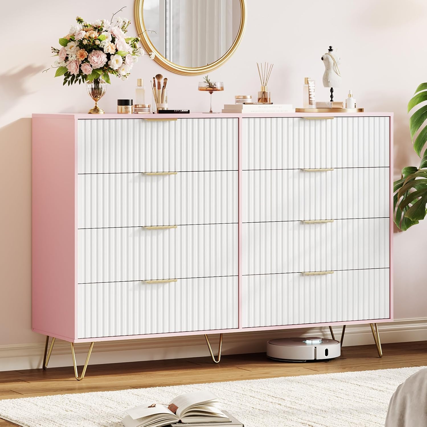 Garvee Fluted Dresser for Bedroom with 8 Drawers,55
