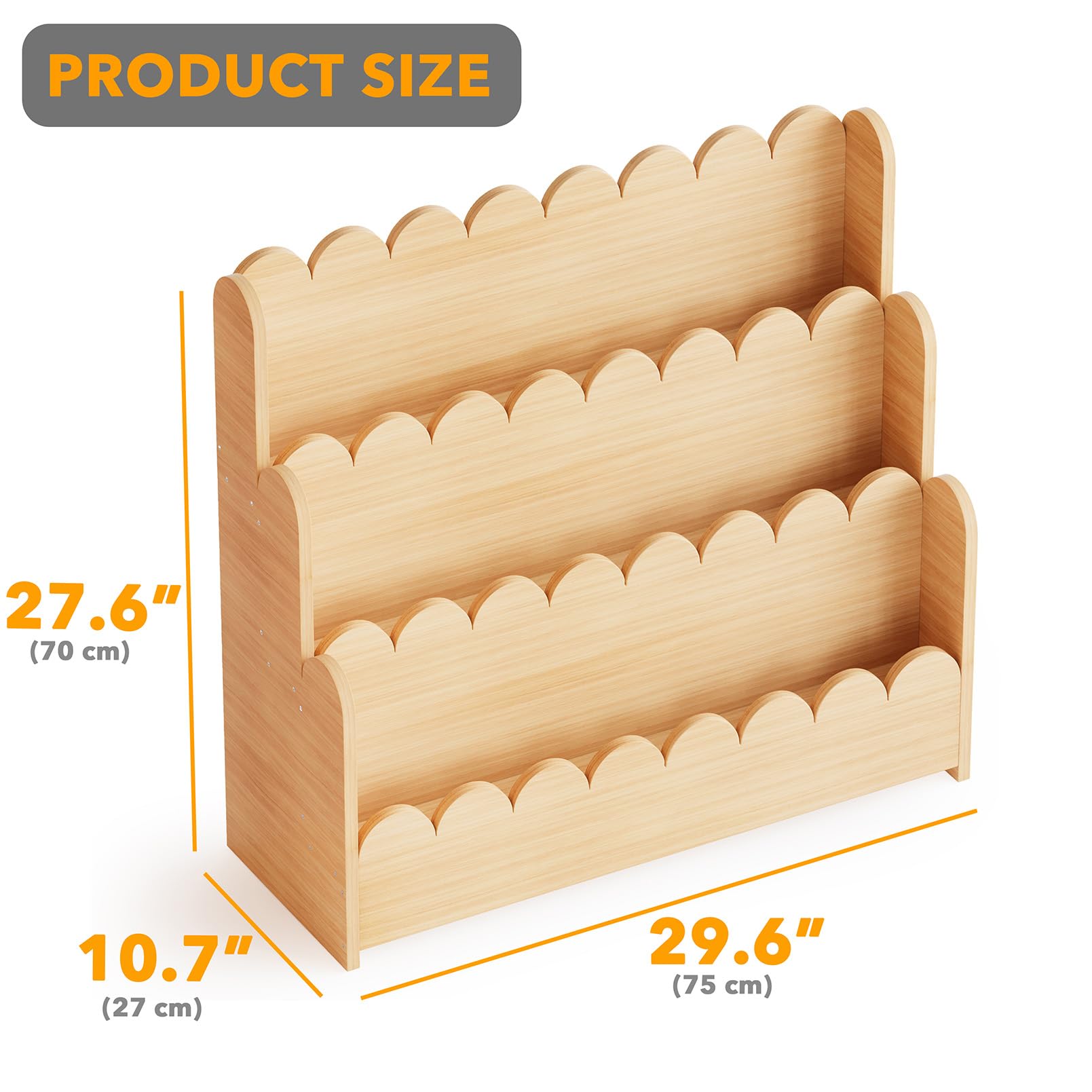 SPACEAID 3-Tier Scalloped Bookshelf for Kids' Rooms