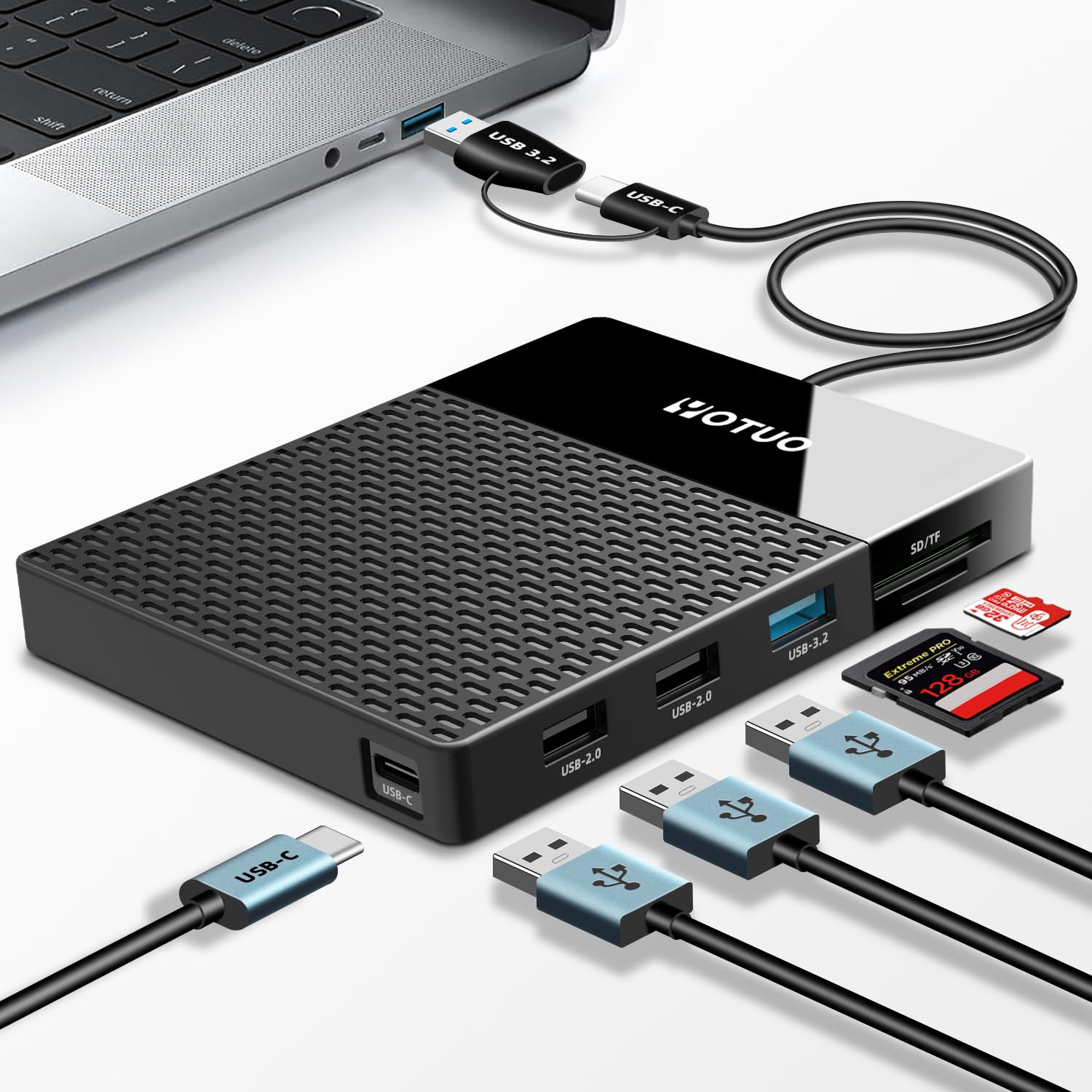 YOTUO 1TB External Hard Drive with USB C Hub 7-in-1