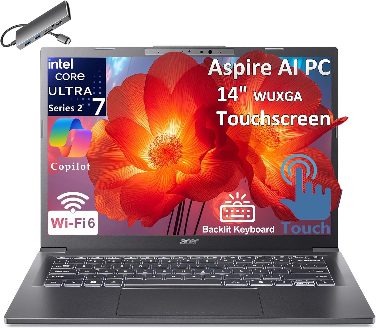 acer 2026 Aspire AI Laptop for Business & Creators| Intel Core Ultra 7 258V, 32GB, 1TB, 14