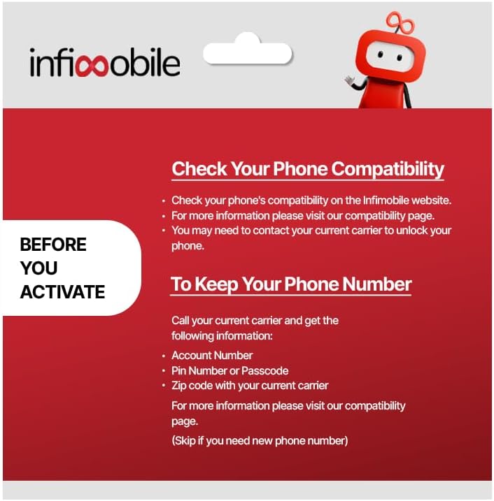 Infimobile Prepaid SIM Card – 18 Months Plan (12 + 6 Months Free 15GB/Month High-Speed Data | Unlimited Talk & Text | Nationwide 4G/5G Coverage | $175 ($9.7/Month)