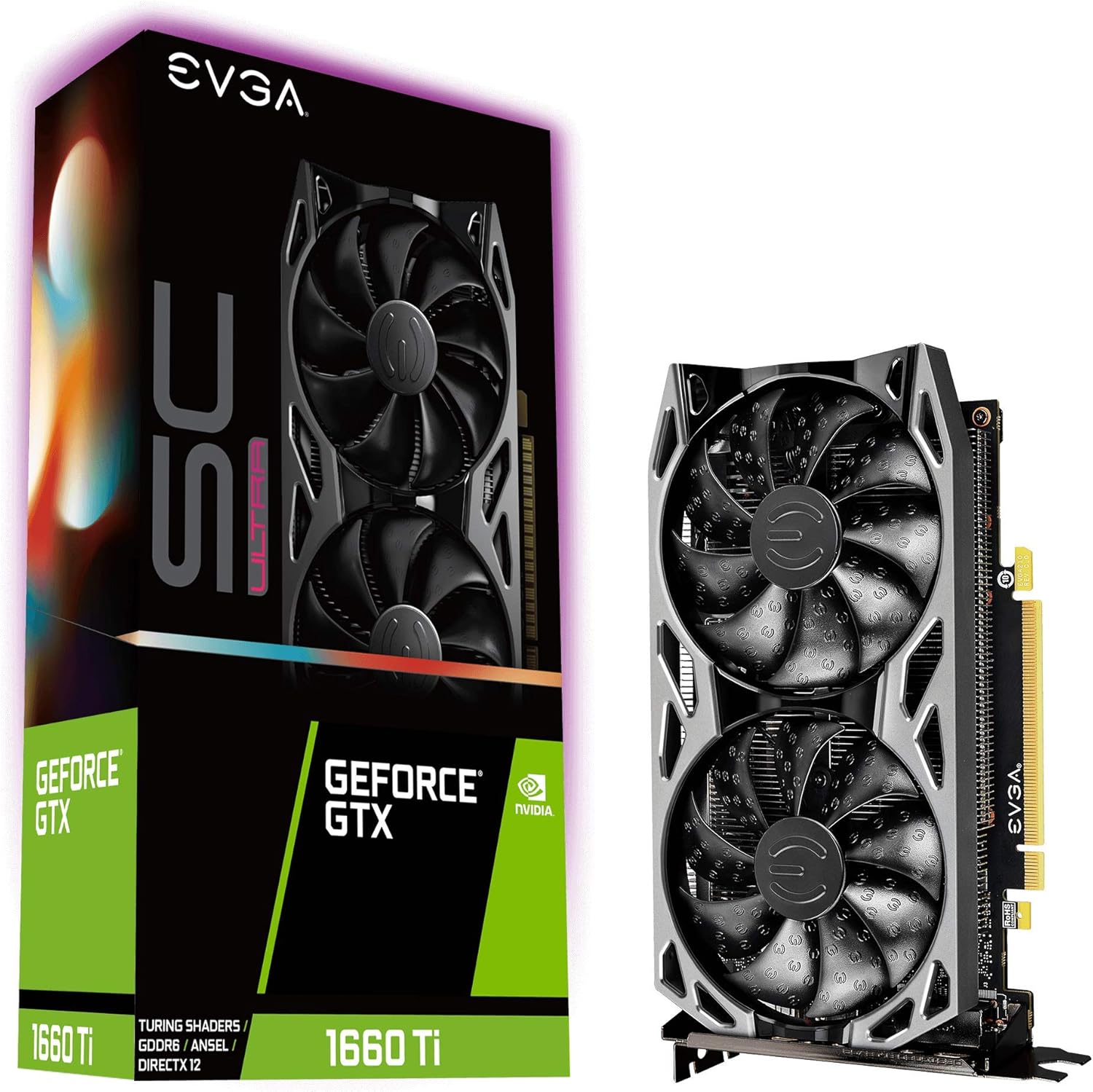 EVGA 06G-P4-1667-KR GeForce GTX 1660 Ti SC Ultra Gaming, 6GB GDDR6, Dual Fan