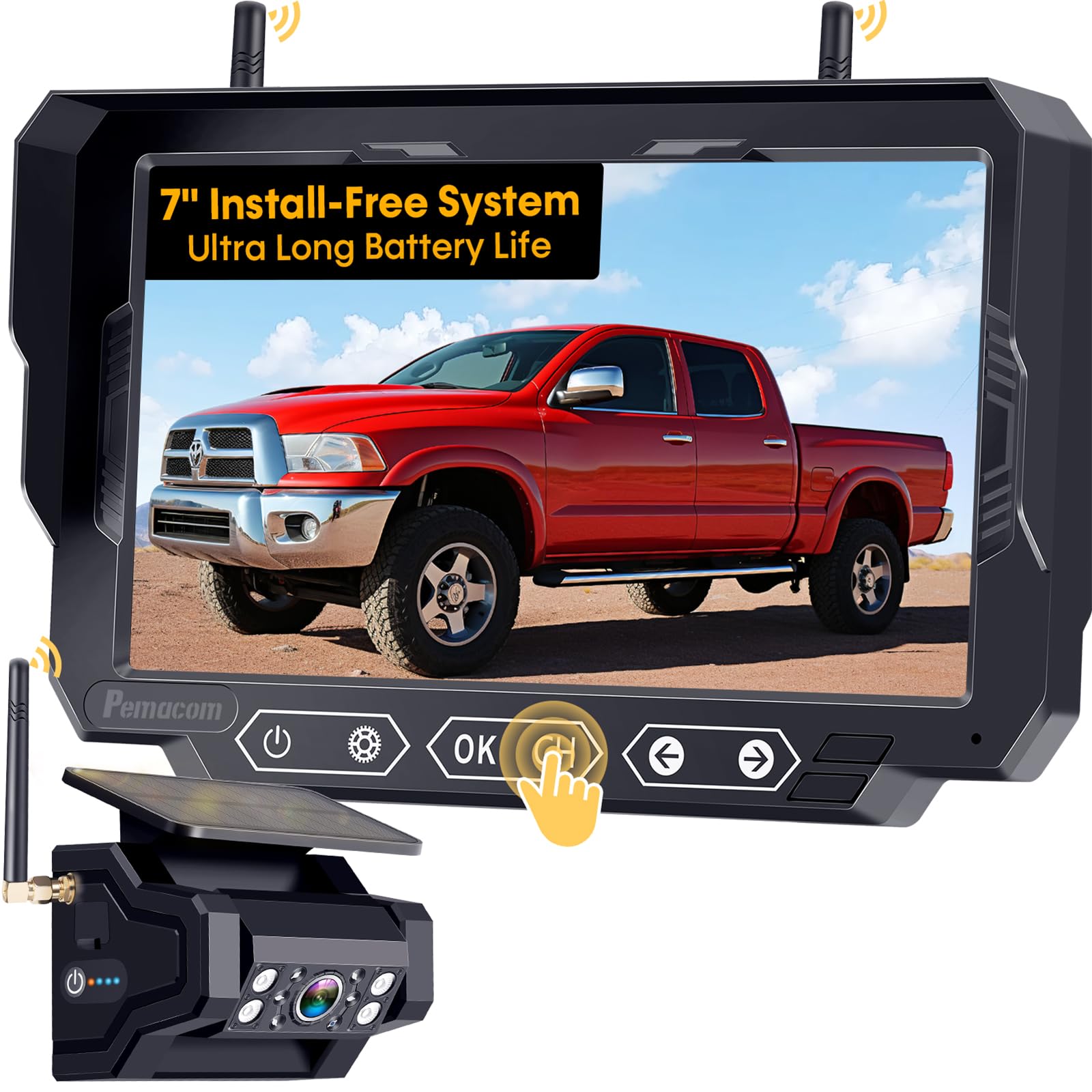 PEMACOM 1080P HD Wireless Backup Camera & 7