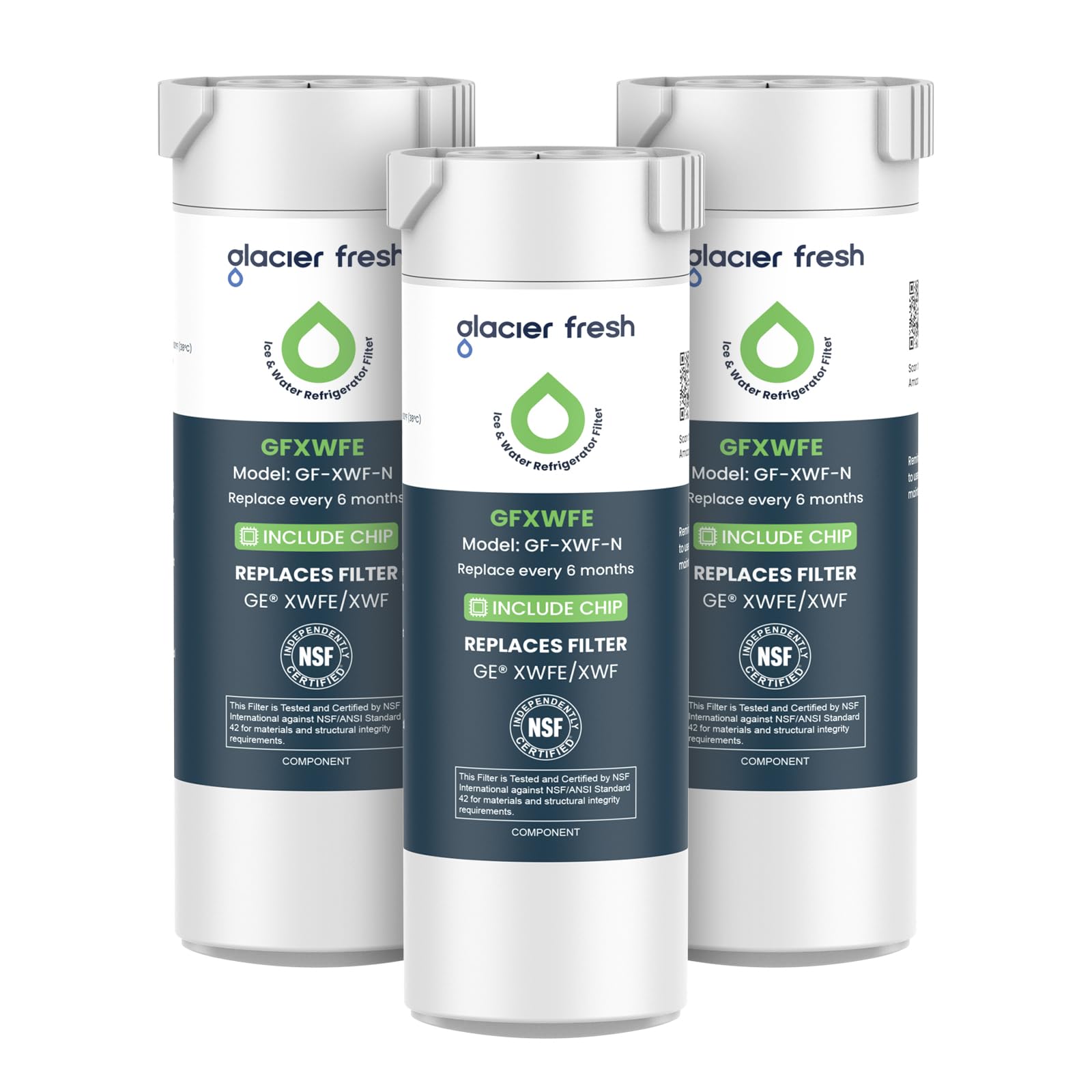GLACIER FRESH Water Filter Compatible with GE XWFE - Pack of 3