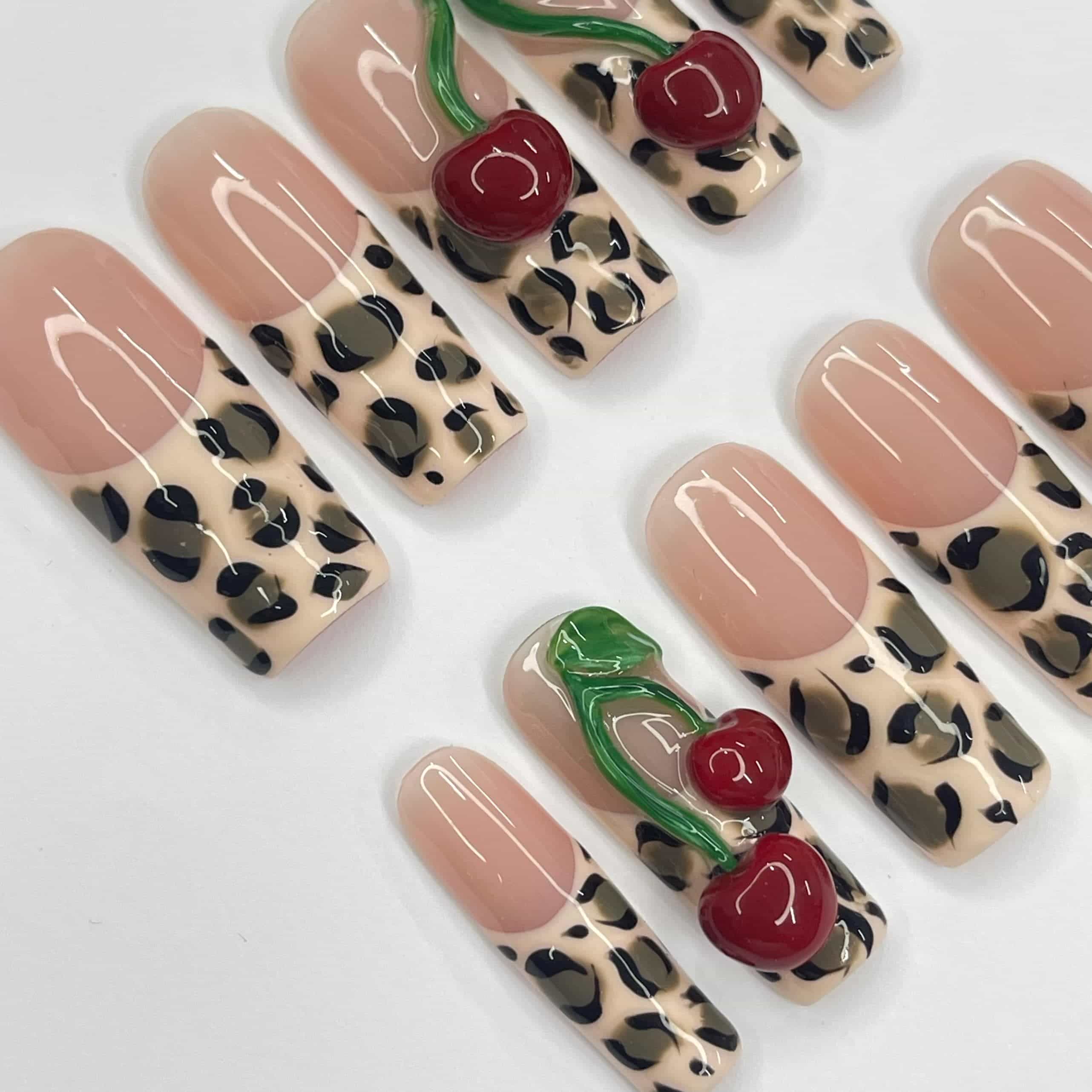 Cherry Leopard Press On NailsCherry Leopard Press On Nails - SAYEGIRLS