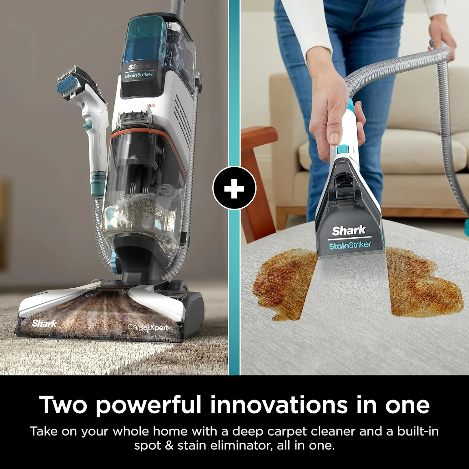 Shark CarpetXpert EX201 Carpet Cleaner, Cyan – Deep Cleaning with StainStriker, Perfect for Pets, Includes Spot & Stain Remover Tools