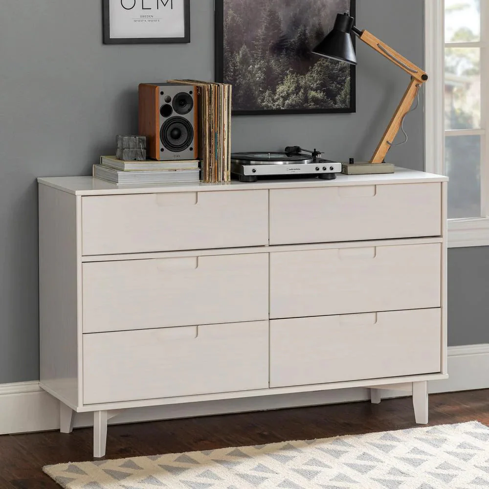6-Drawer Caramel Mid Century Modern Wood Dresser