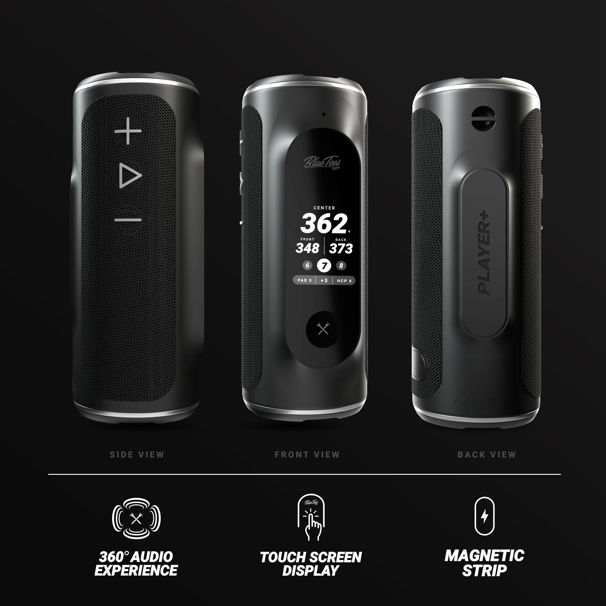 BLUE TEES GOLF Player AI GPS Speaker - Touchscreen, Waterproof, 40k Courses