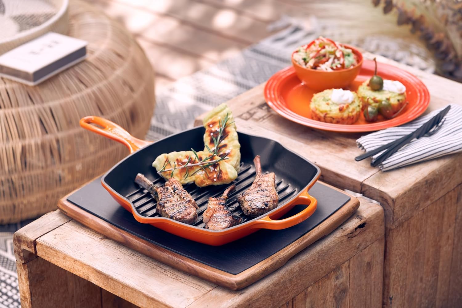 Le Creuset Enameled Cast Iron Signature Square Skillet Grill, 10.25