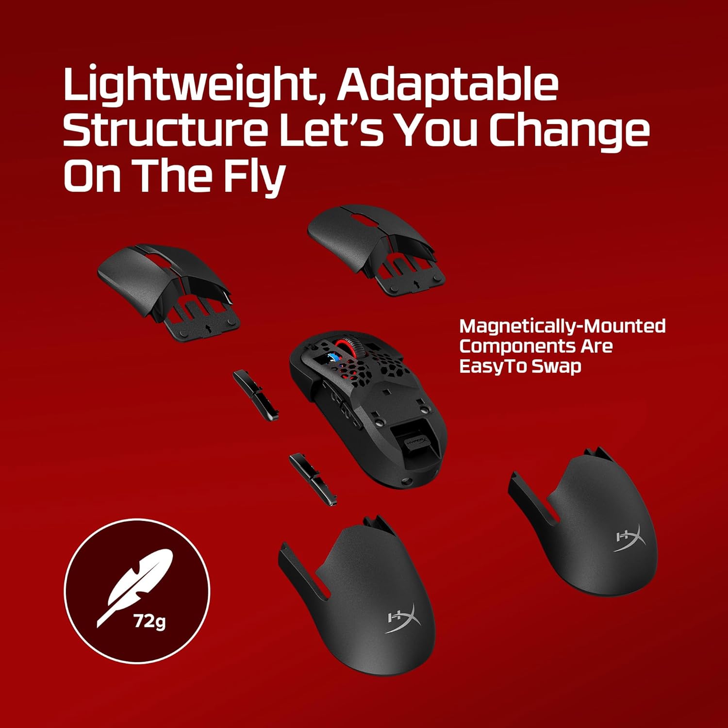 HyperX Pulsefire Saga Pro – Wireless Gaming Mouse for PC, Modular Design, Interchangeable Parts, 4k Polling, 72g Lightweight Frame, Wireless, Instant Pair, Black