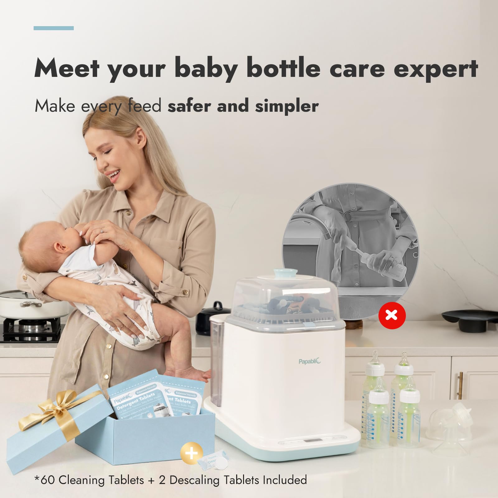 PAPABLIC Bottle Washer Pro - 4-in-1 Sterilizer & Dryer