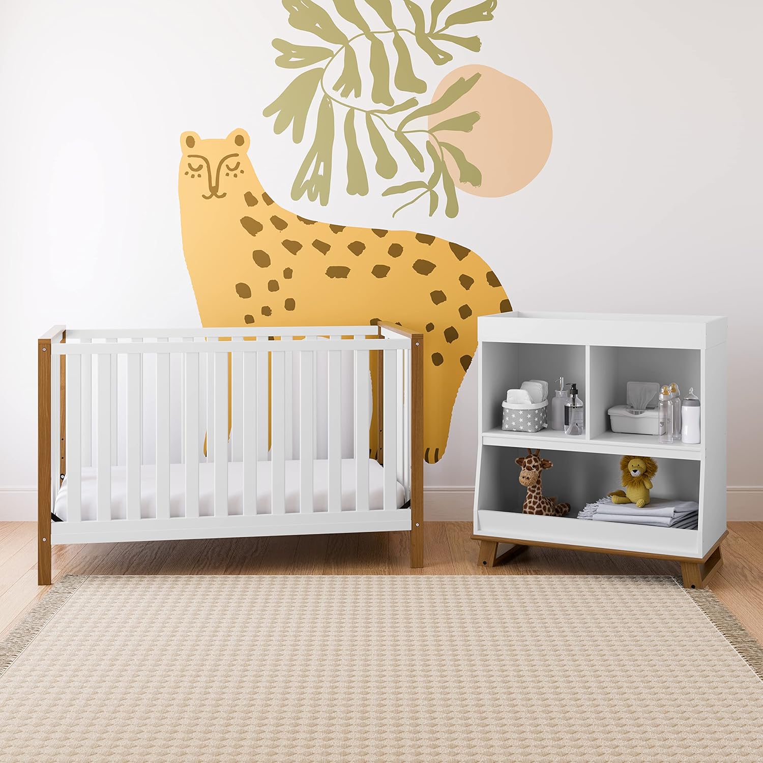 Storkcraft Modern Pacific 4-in-1 Convertible Crib – GREENGUARD Gold Certified, Converts from Baby Crib to Toddler Bed and Full-Size Bed, Adjustable Mattress Support Base (White with Vintage Driftwood)