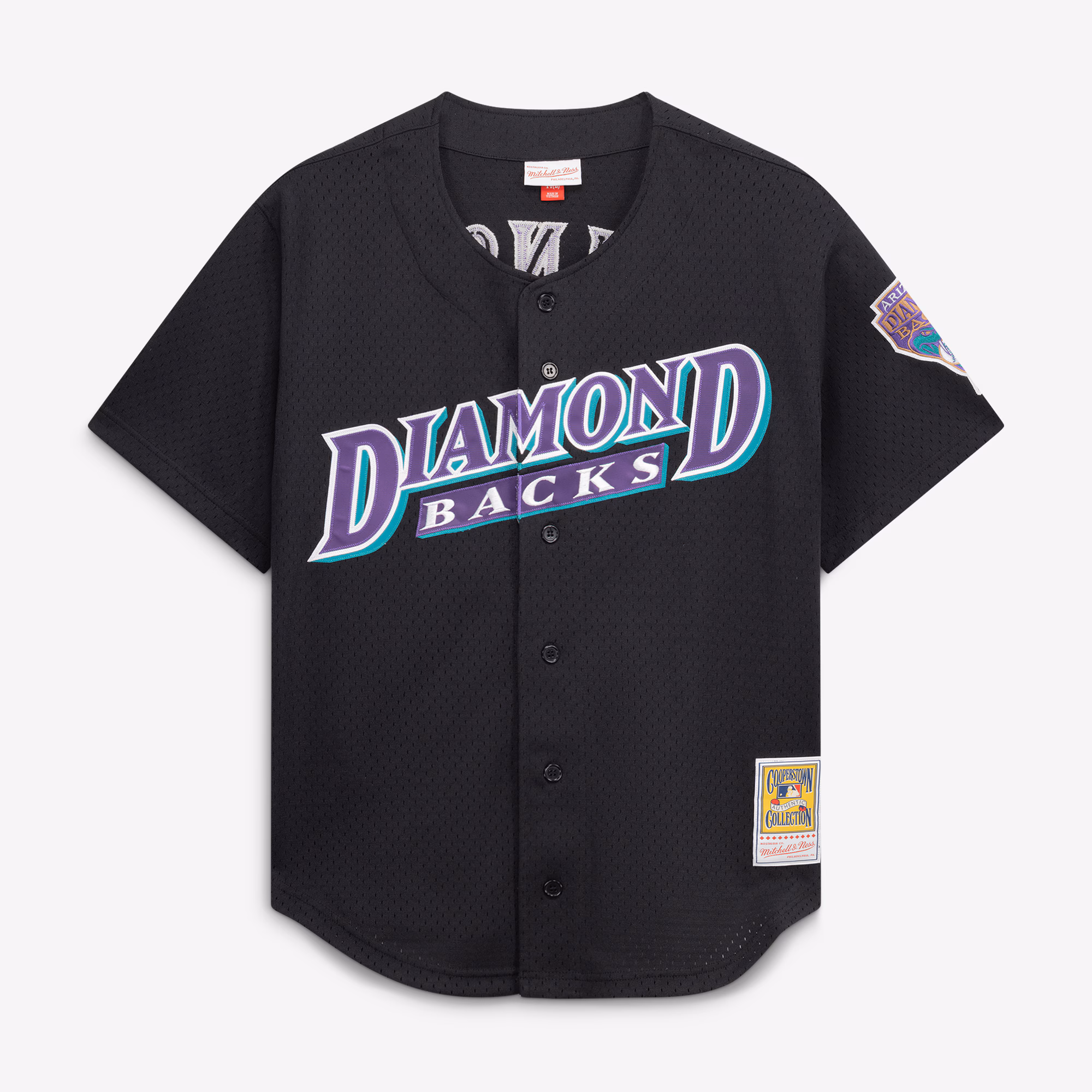 Randy Johnson Arizona Diamondbacks Mitchell & Ness Cooperstown Collection Mesh Batting Practice Button-Up Jersey - Black