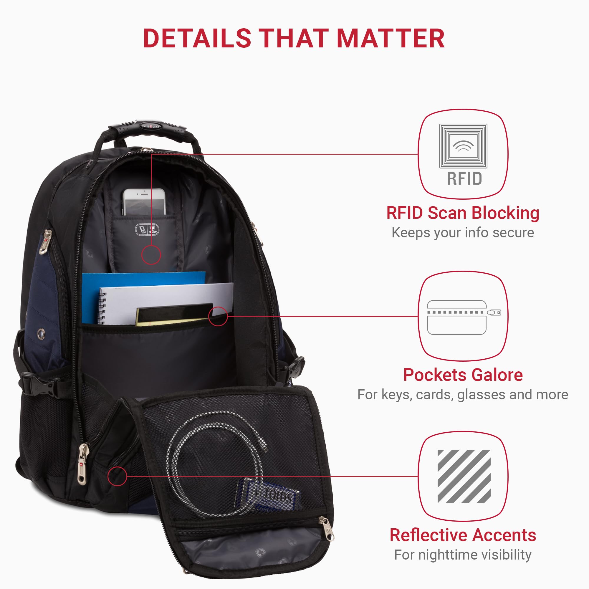 SWISSGEAR 1900 ScanSmart TSA Laptop Backpack - RFID, 17