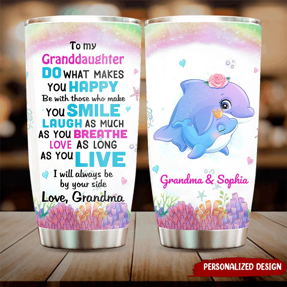 Granddaughter Grandson Sea Animals Personalized Glitter Tumbler