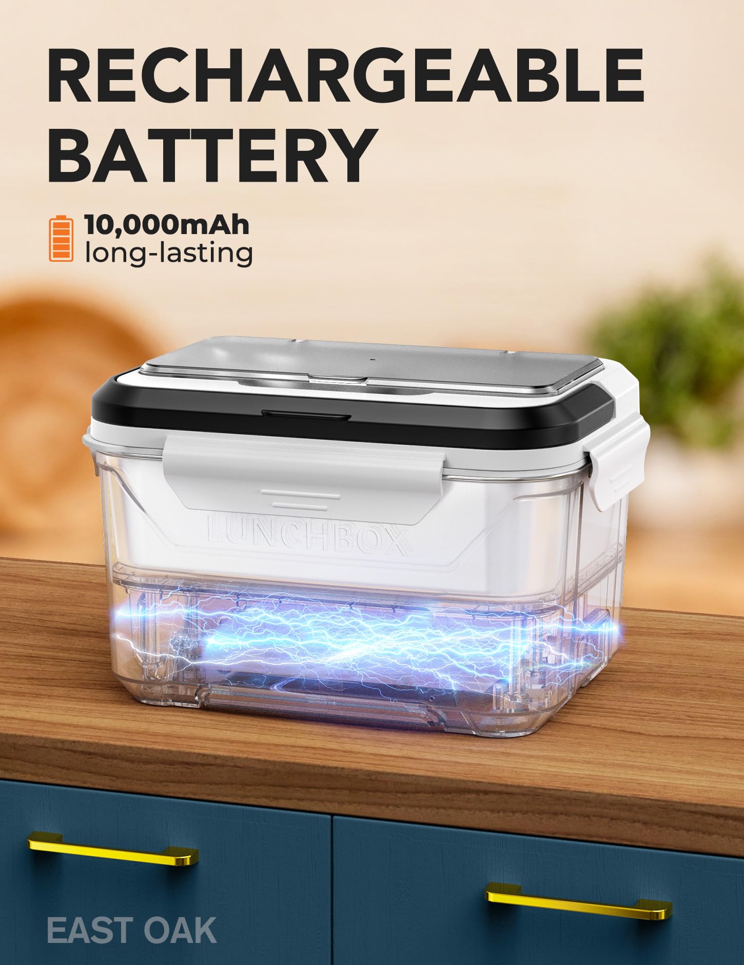 EAST OAK Cordless Electric Lunch Box - Heated Food Warmer