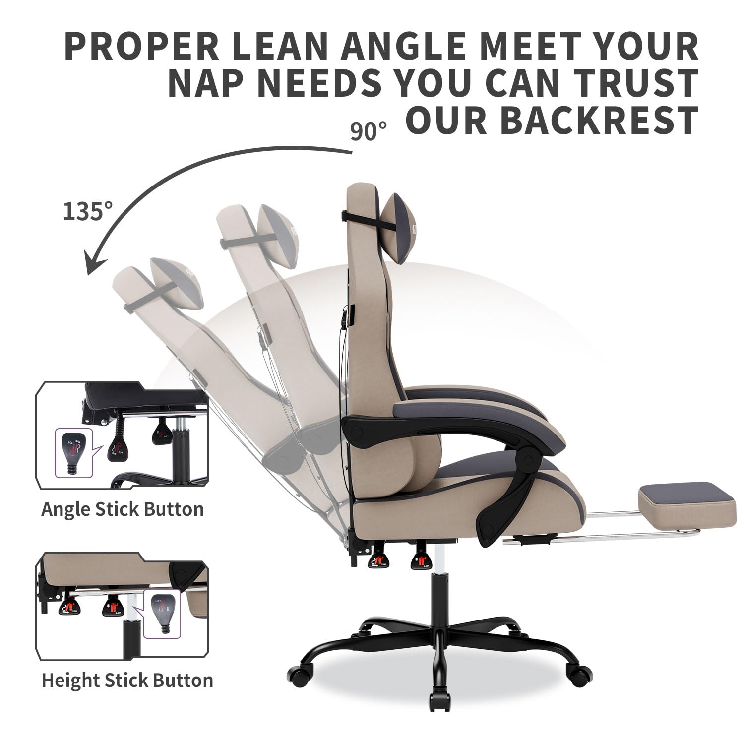 WOTSTA Gaming Chair with Massage and Footrest, Ergonomic