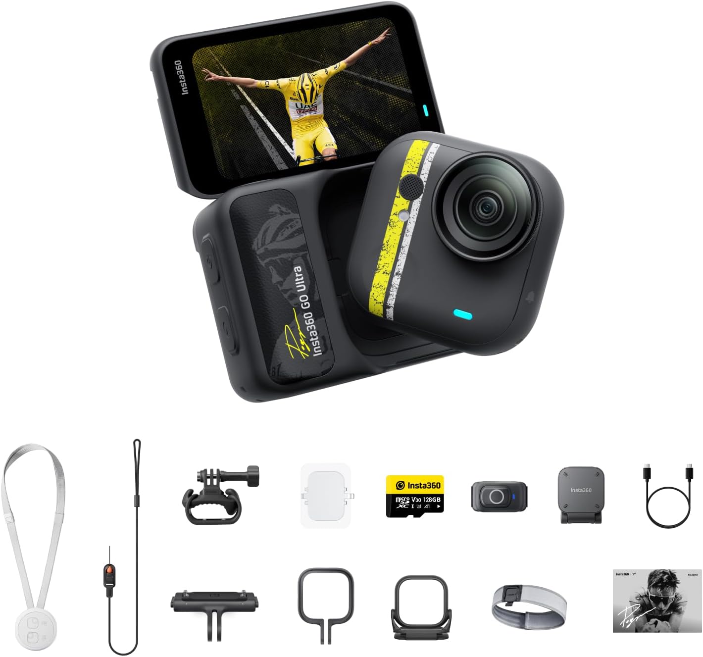 Insta360 GO Ultra Tadej Pogačar Edition - Small 4K Vlogging Camera, Hands-Free, POV Cam, 1/1.28