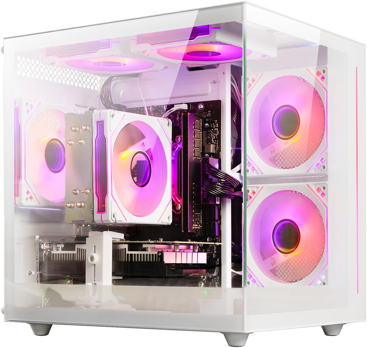 suevery Desktop Computers,16G RAM,512GB NVMe SSD,Core i5-12400F,RTX 3050 6G,Prebuilt Gaming PC,Tower Computer Gamer White WiFi 6 Home (512, GB)