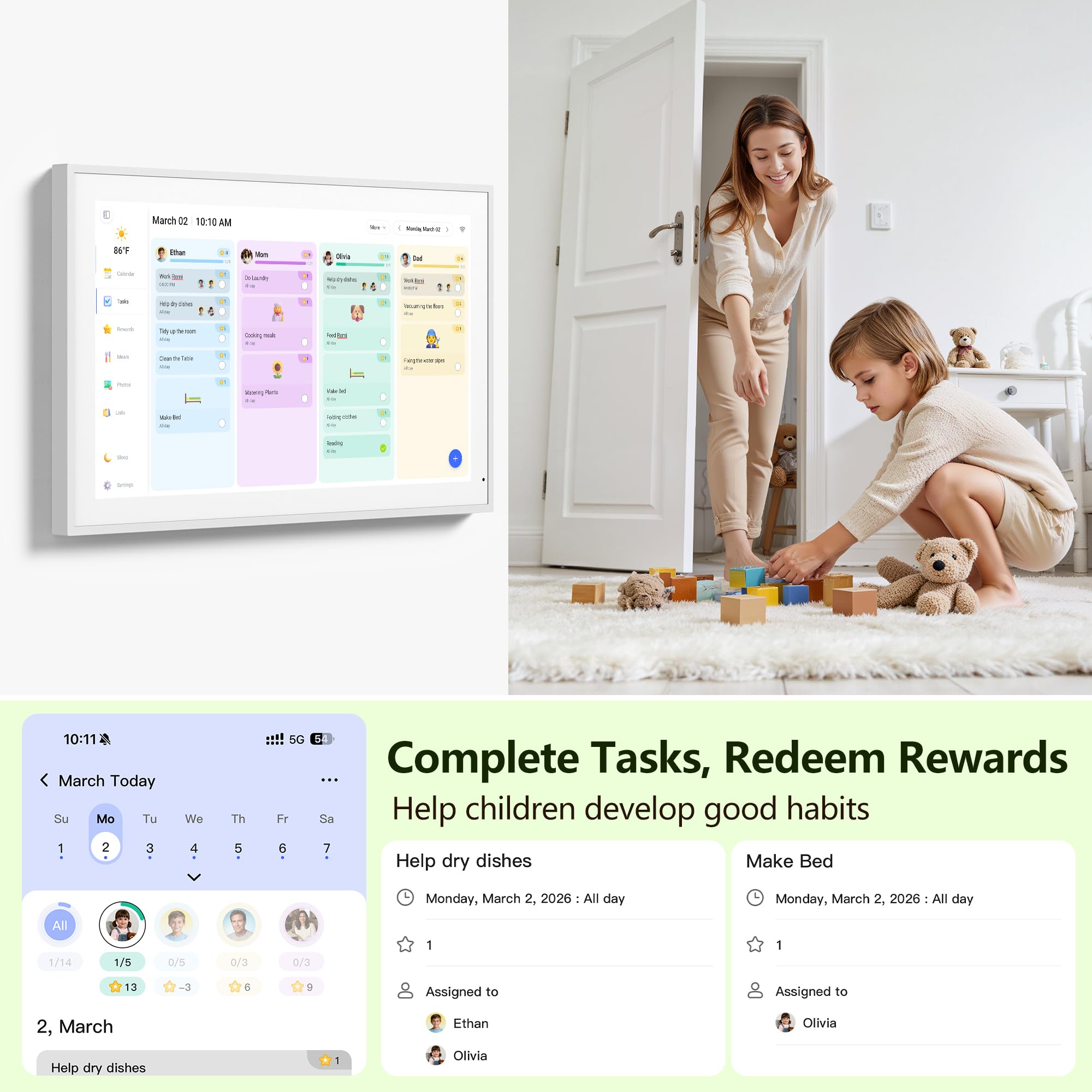 FLYEVFISH Digital Calendar 15.6 Inch Interactive Wall Planner