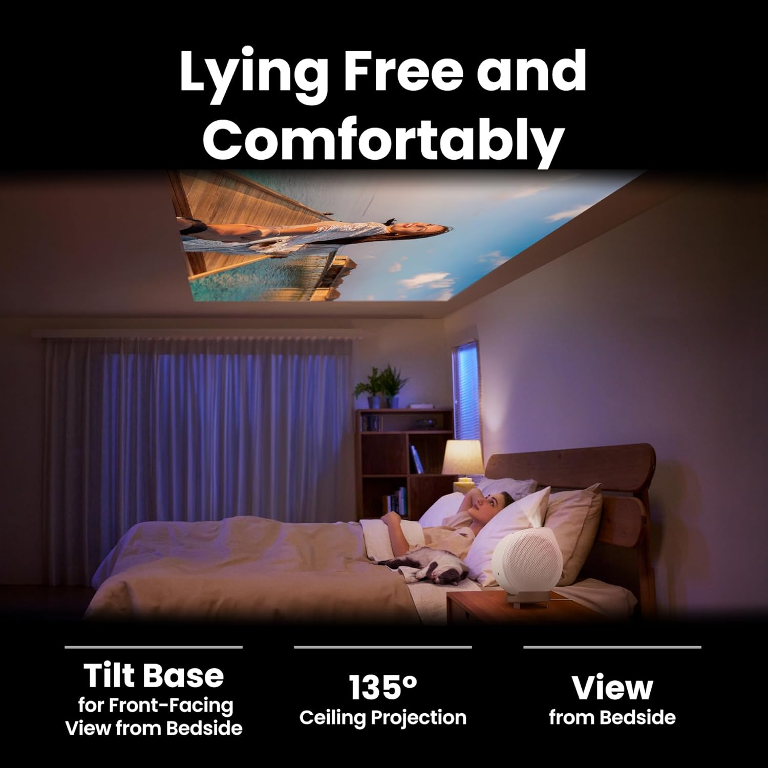 BenQ GV32 1080p Ceiling Projector, 500 ANSI Lumens LED, Google TV with Licensed Netflix, HDR10 with 95% Rec.709, USB-C Power Bank Support, WiFi & Bluetooth, Deep Woofer Speaker