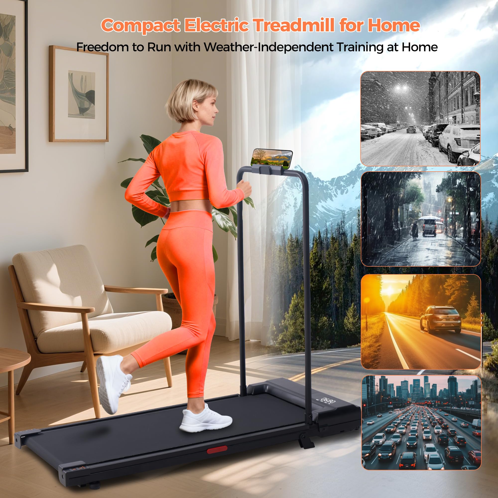 SUOUER Walking Pad Treadmill with Incline & Handle Bar