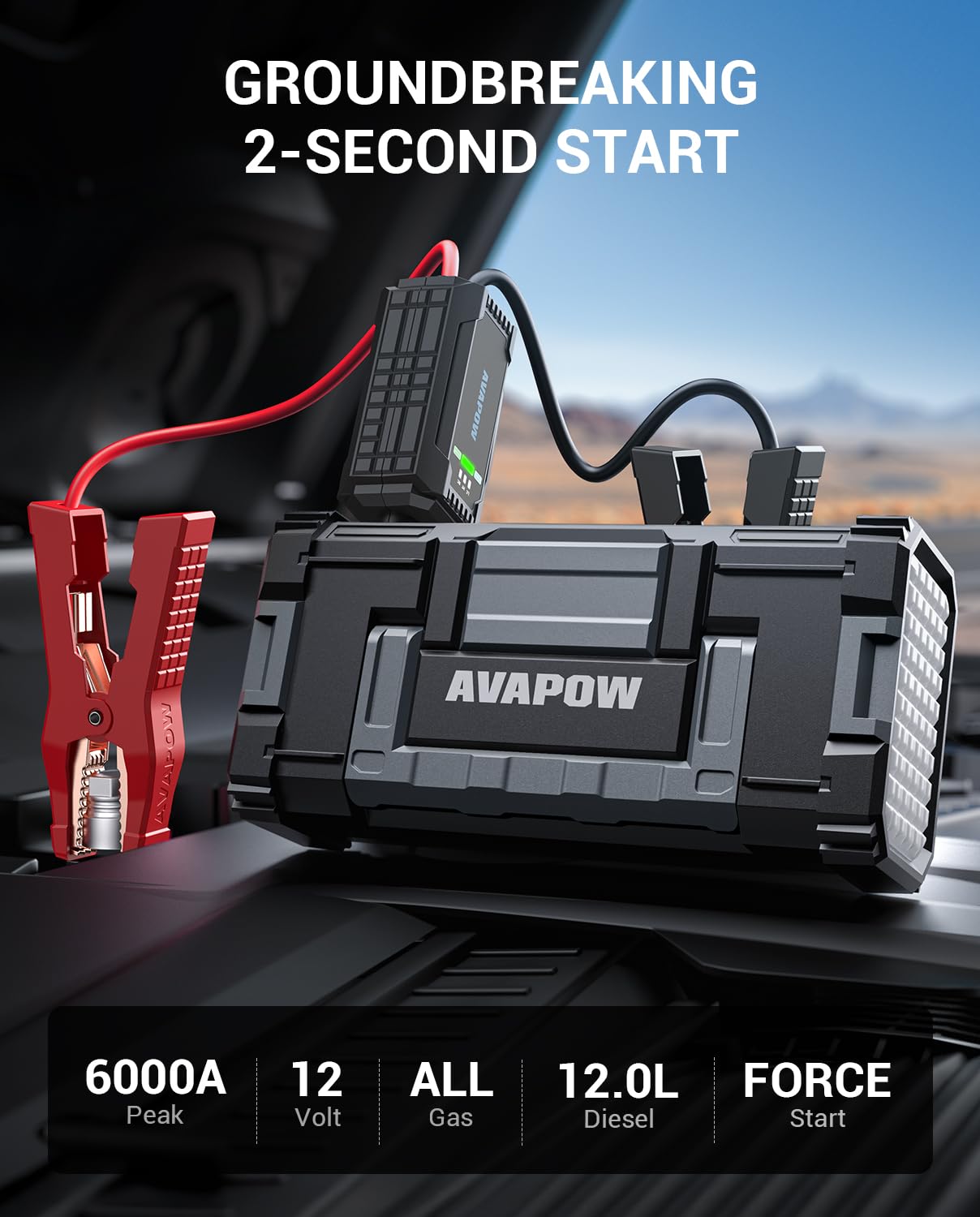 AVAPOW 6000A Car Battery Jump Starter for Gas & Diesel