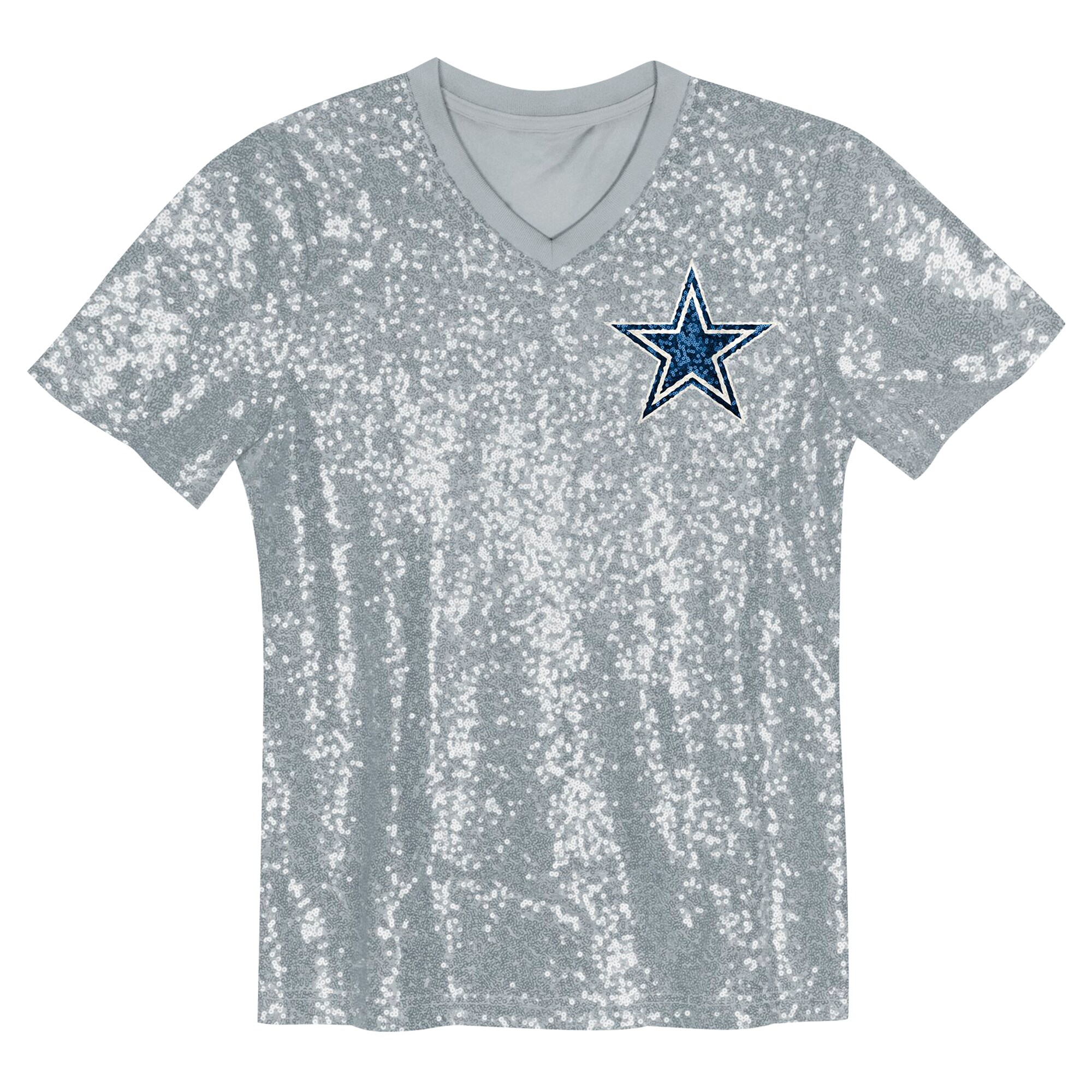 CeeDee Lamb Dallas Cowboys Girls Youth Sequin V-Neck Fashion Jersey - Silver