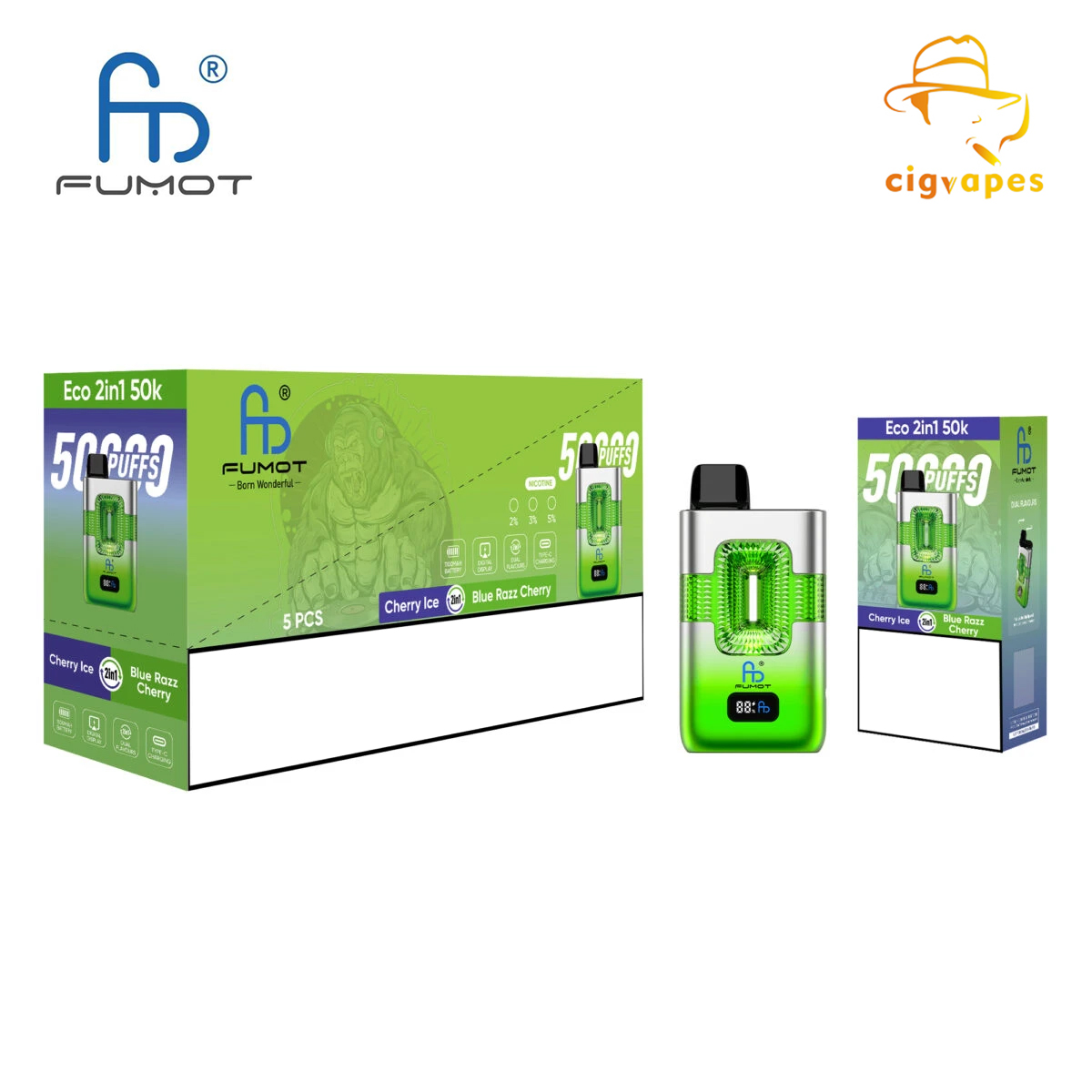 EU warehouse Fumot Eco 2 In 1 50000 Disposable Vape Puffs 50K Handy Vape
