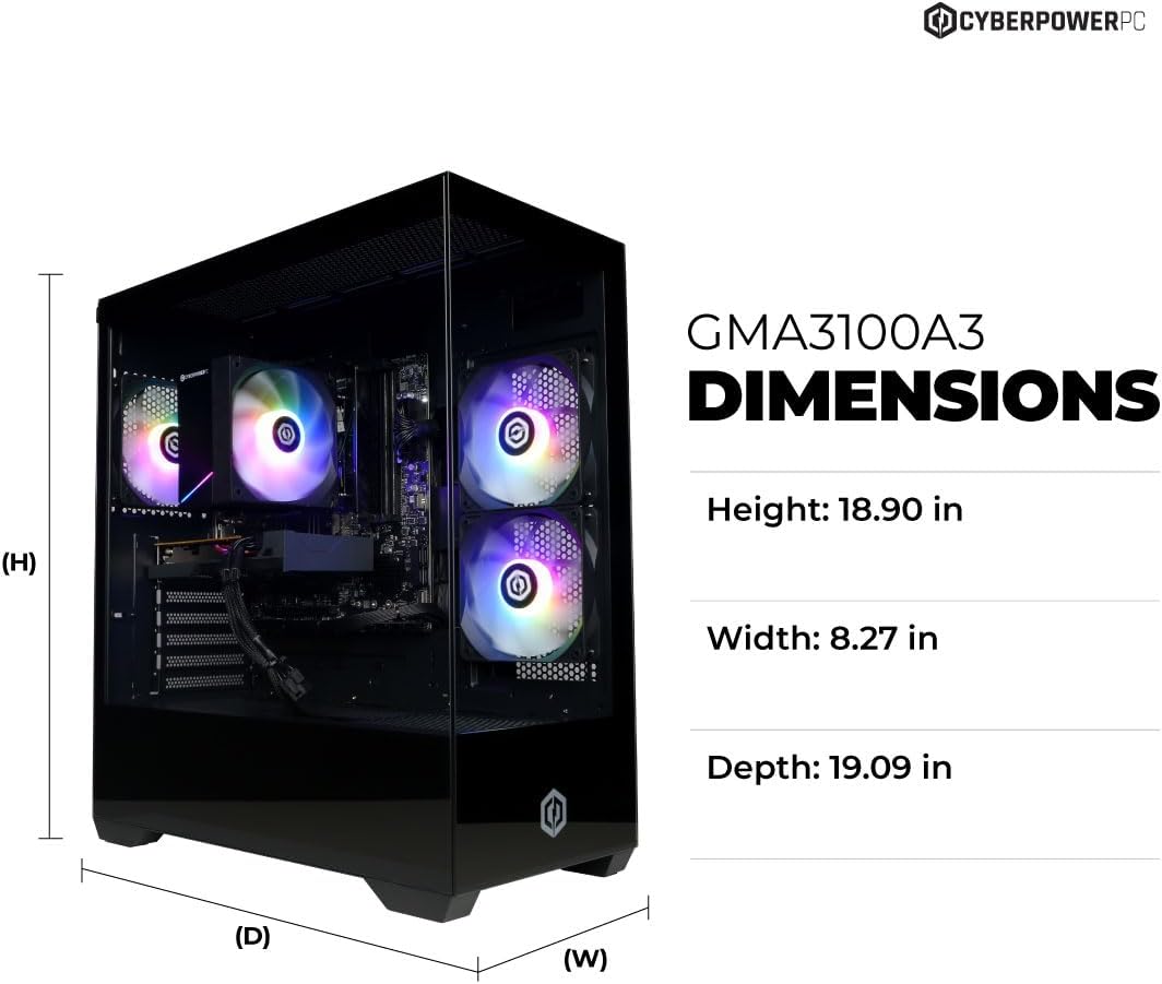 CyberPowerPC Gamer Master Gaming PC, AMD Ryzen 5 5500 3.6GHz, Radeon RX 6500 XT 4GB, 8GB DDR4, 500GB PCIe 4.0 SSD, WiFi Ready & Windows 11 Home (GMA3100A3)