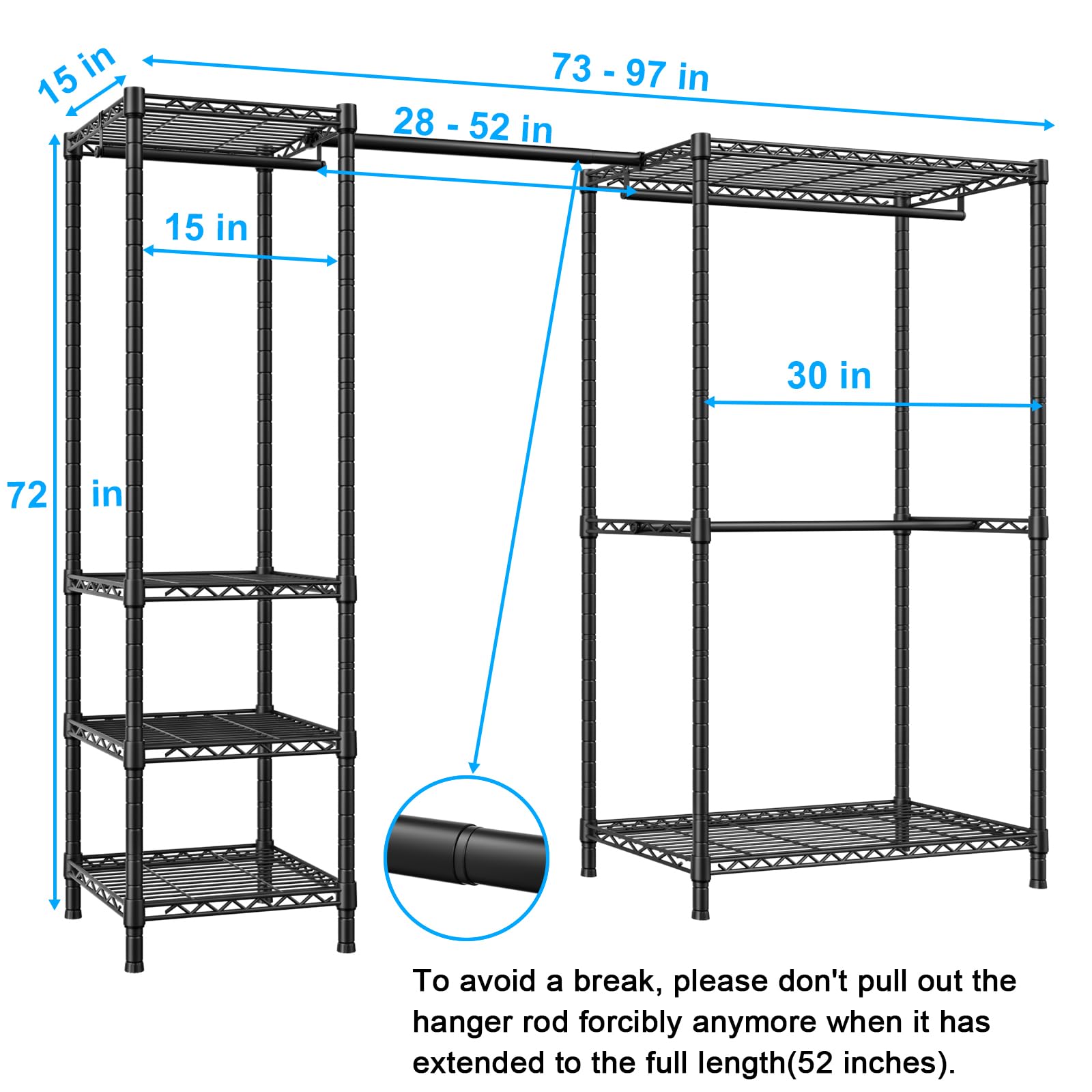 ULIF E10 Freestanding Clothes Rack with Adjustable Hanger