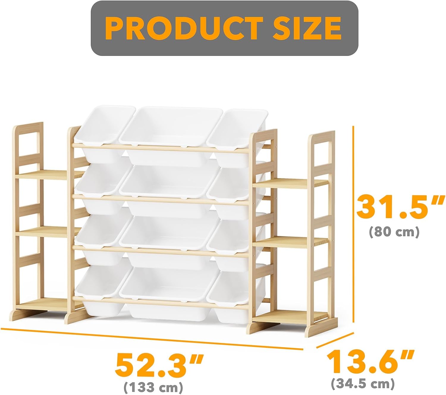 SpaceAid Toy Storage Organizer with 6 Shelves and 12 Bins, Bookshelf/Bookcase, Kids Bin Shelf, Toys Box for Playroom Organization for Bedroom & Room Decor, White, 52.3