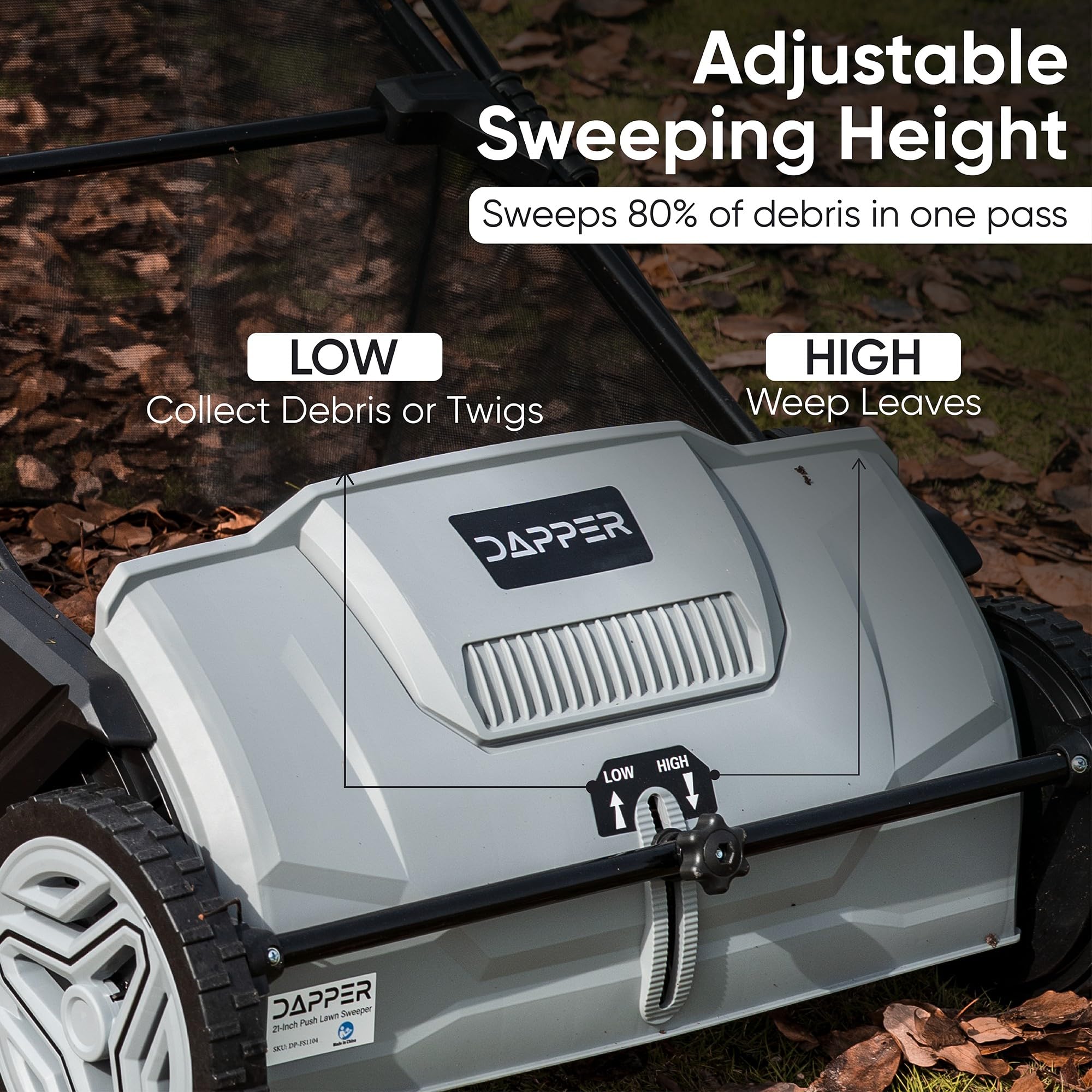 DAPPER SUPPLY 21-Inch Push Lawn Sweeper with 3.5 cu. ft. Hopper